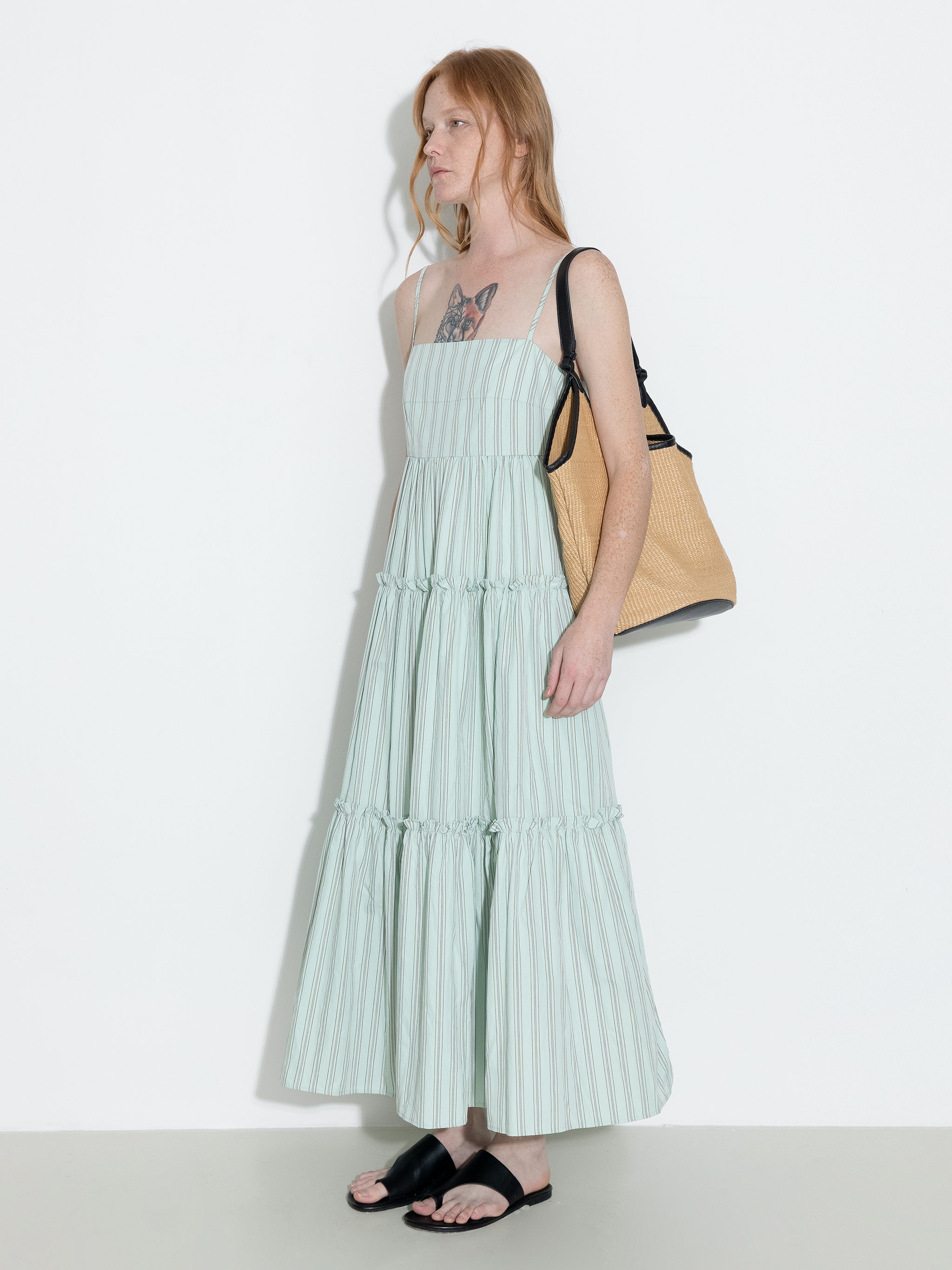 Strap Striped Cake Dress-5