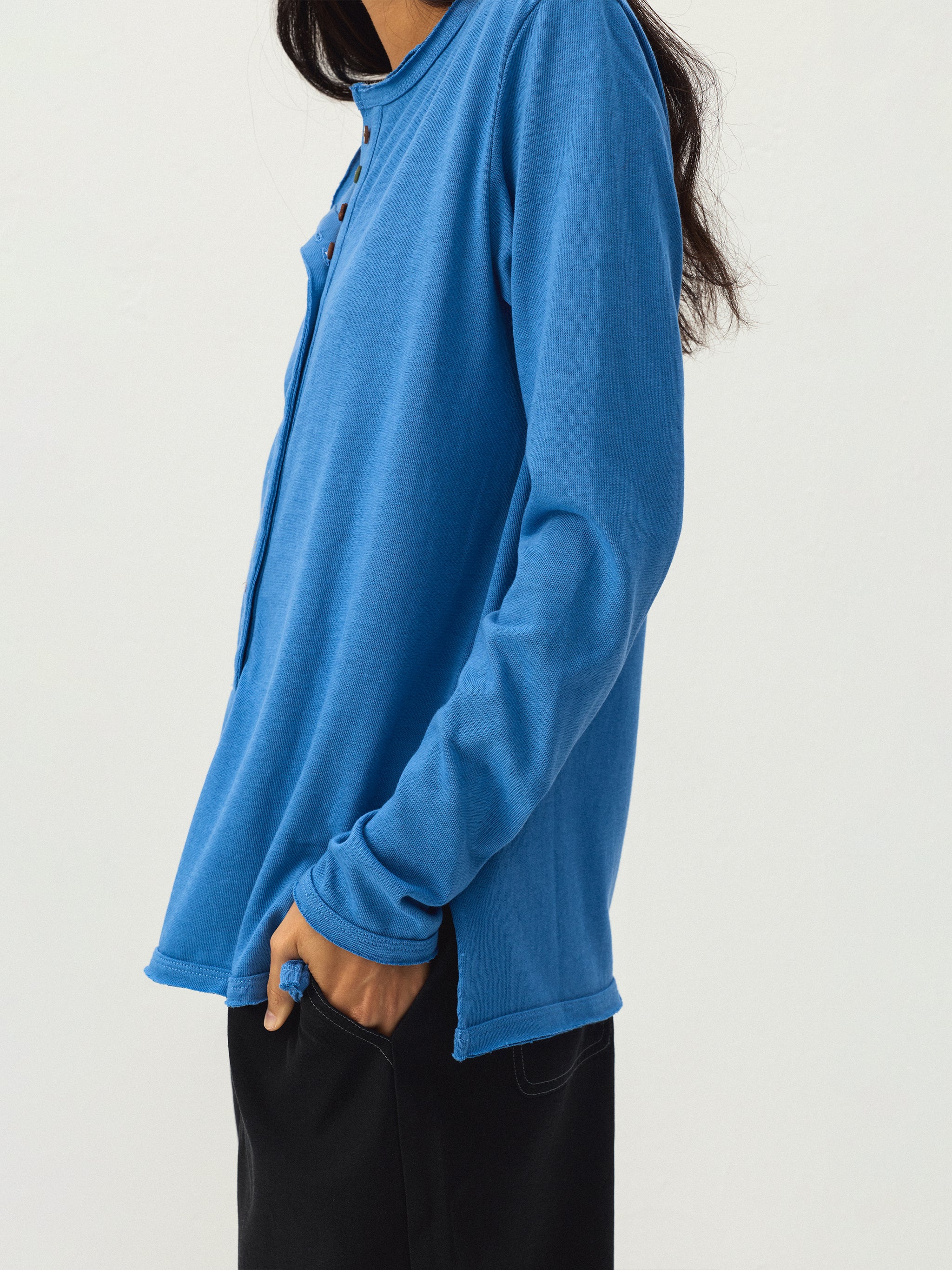 CUBIC Button Front Henley Long Sleeve Top-5