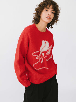 Loose Fit Color Block Jacquard Sweater