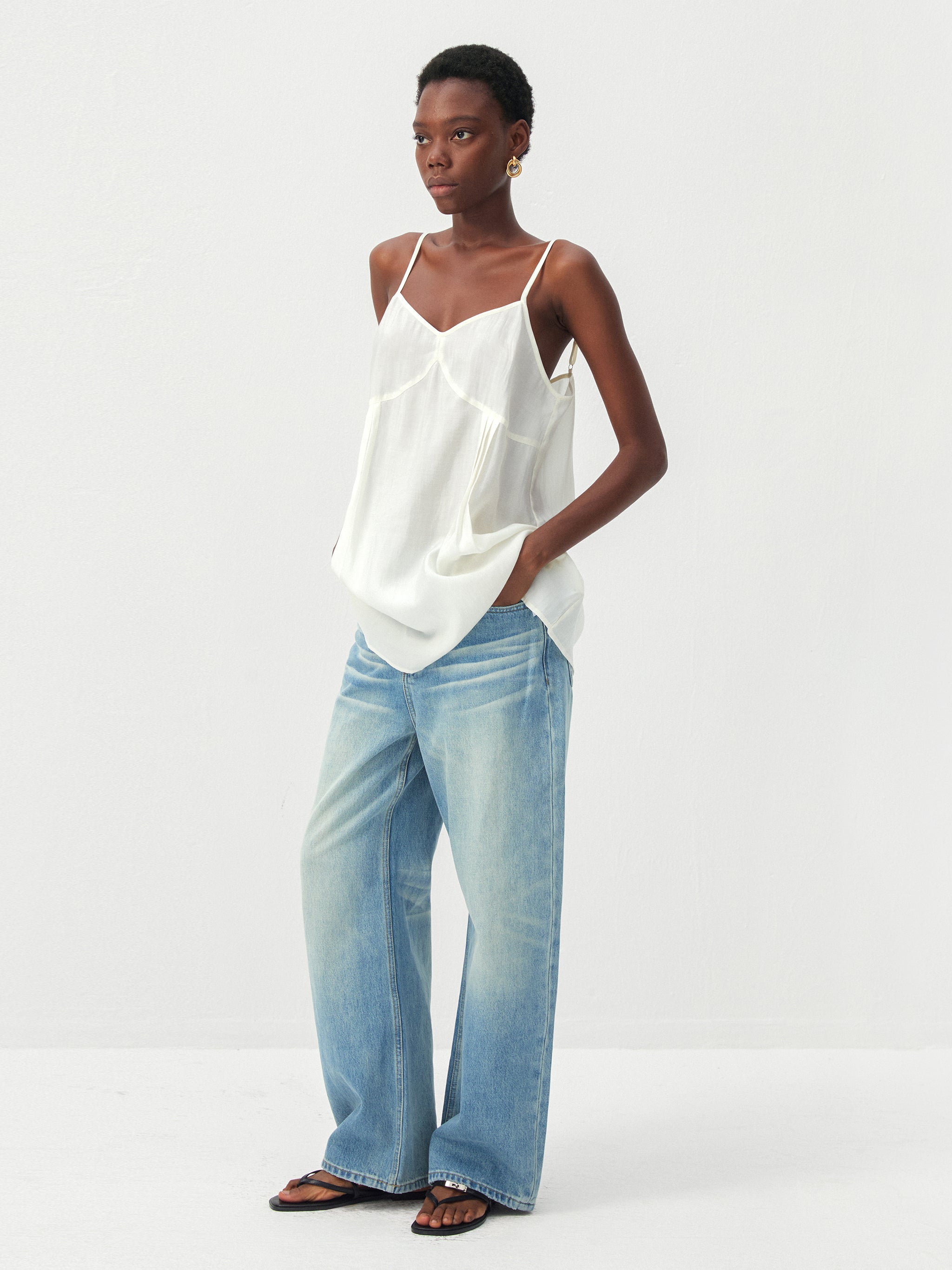 CUBIC Lyocell-Blend V-Neck Pleated Camisole-5