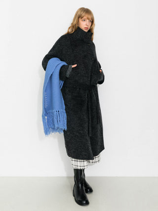 Classic Loose-Fit Stand Collar Wool-Blend Coat