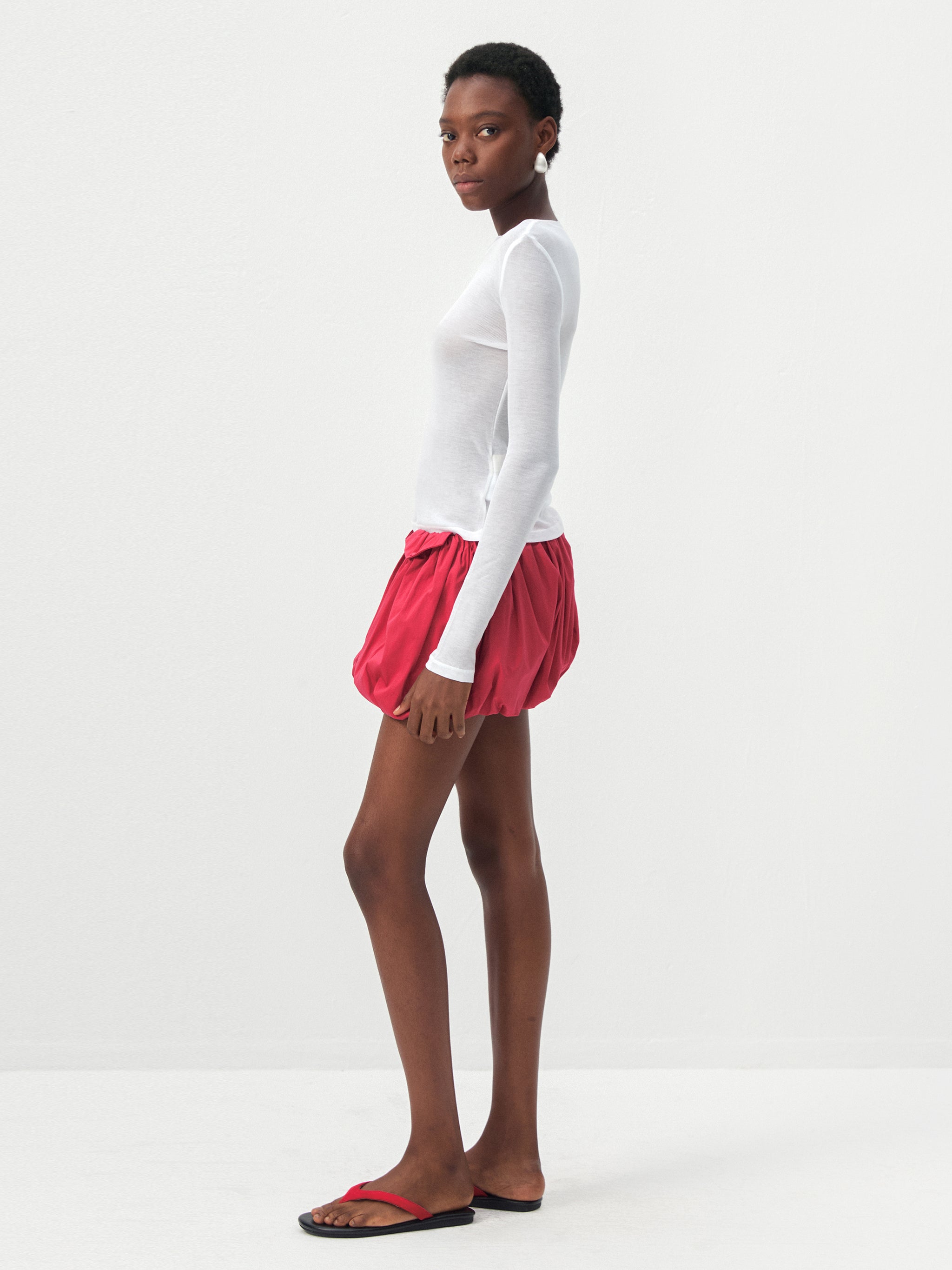 CUBIC Red High-Waisted Balloon Shorts-5