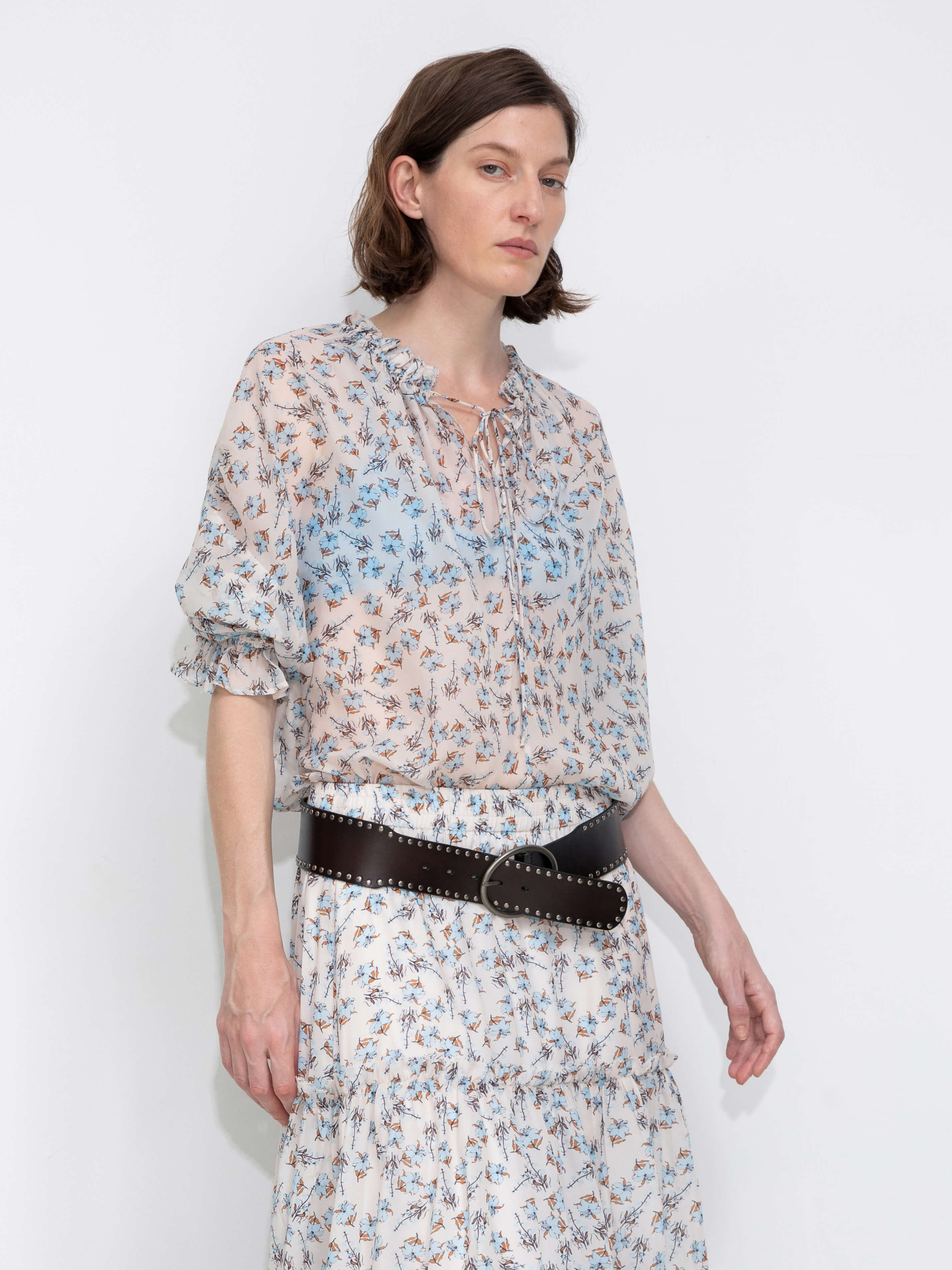 V-Neck Flowy Floral Blouse-6
