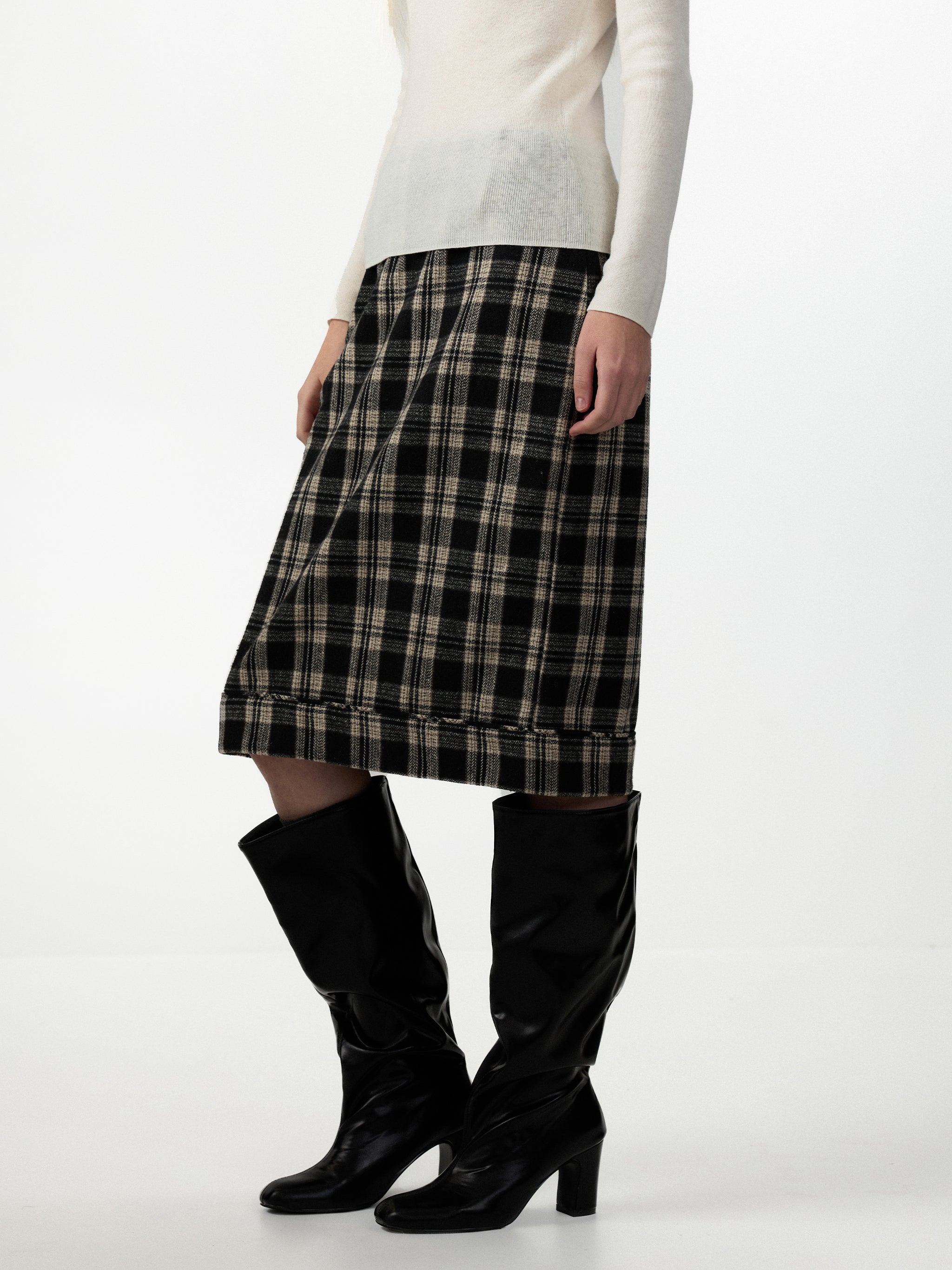CUBIC Wool‑Blend Straight‑Leg Midi Skirt-5