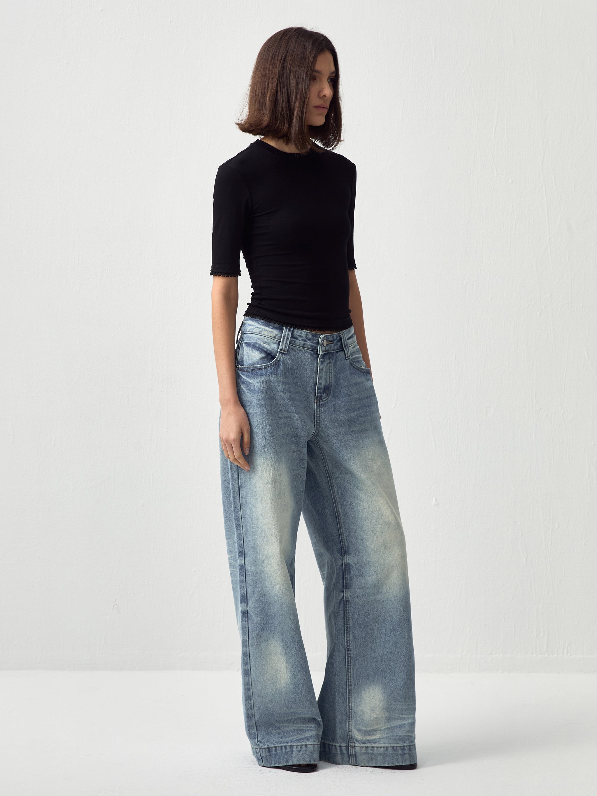 CUBIC Vintage Low-Rise Wide-Leg Jeans-5