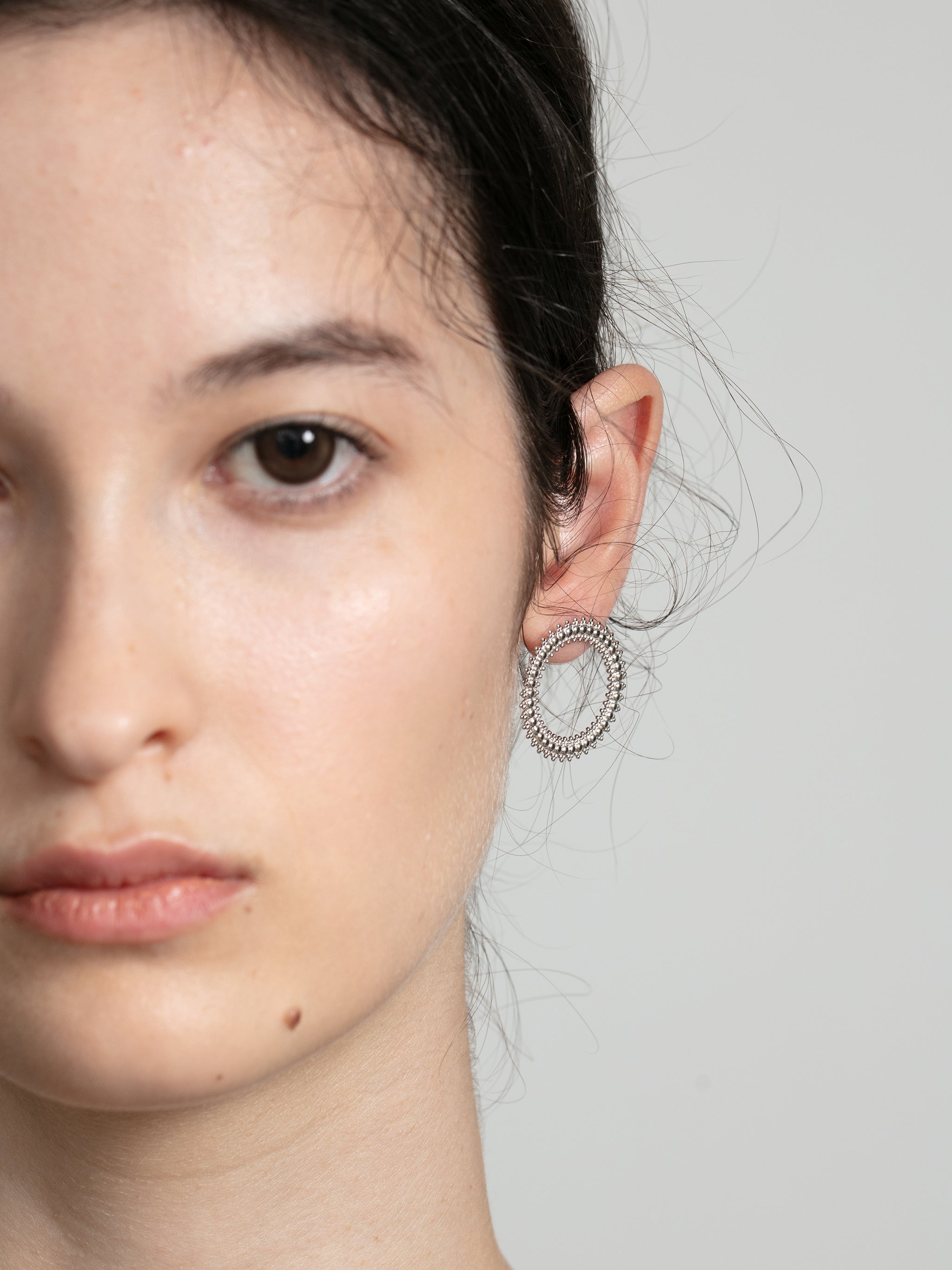 Beaded Circle Stud Earrings-5