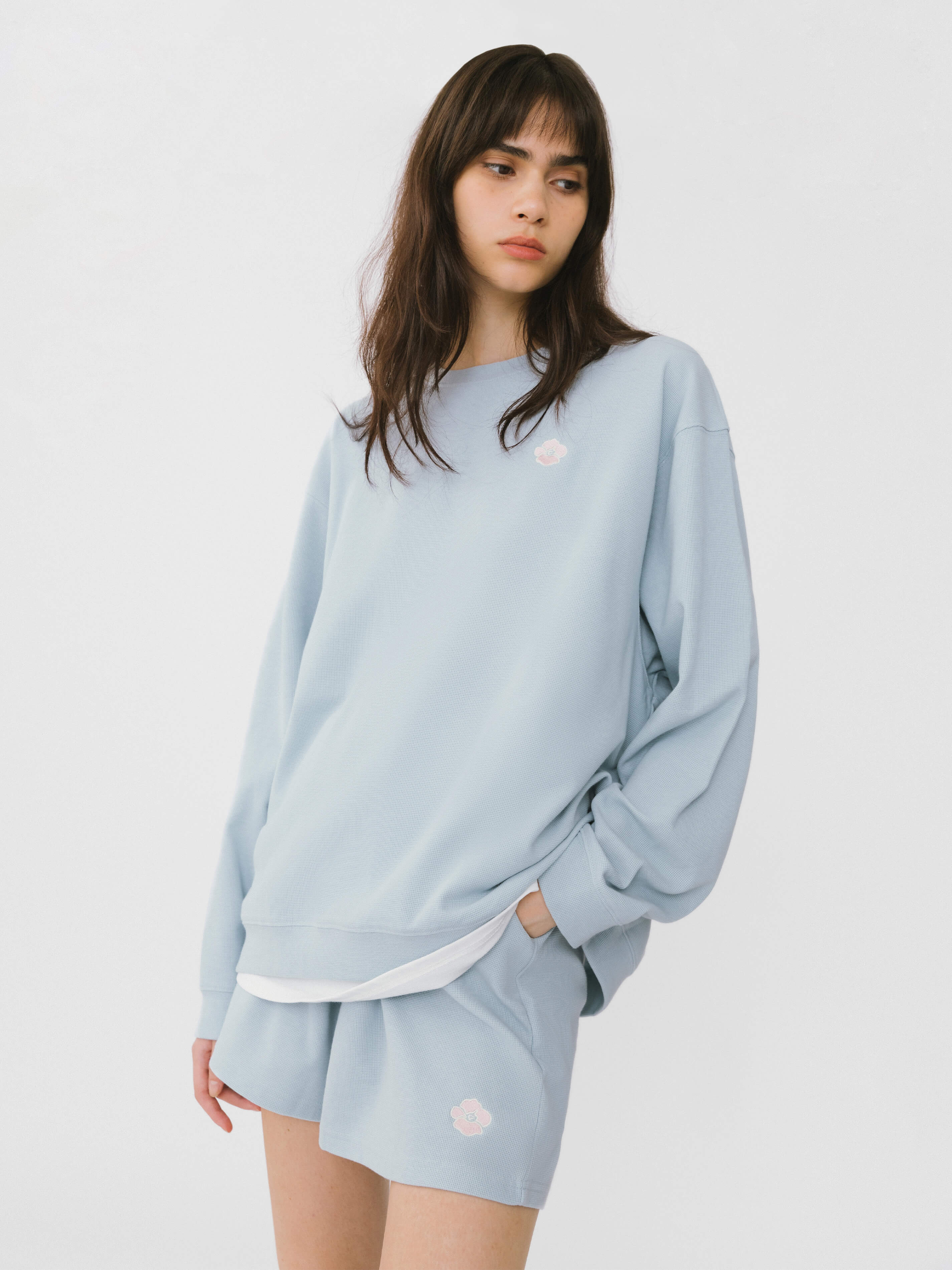 Oversized Long Sleeve T-Shirt and Matching Shorts-5