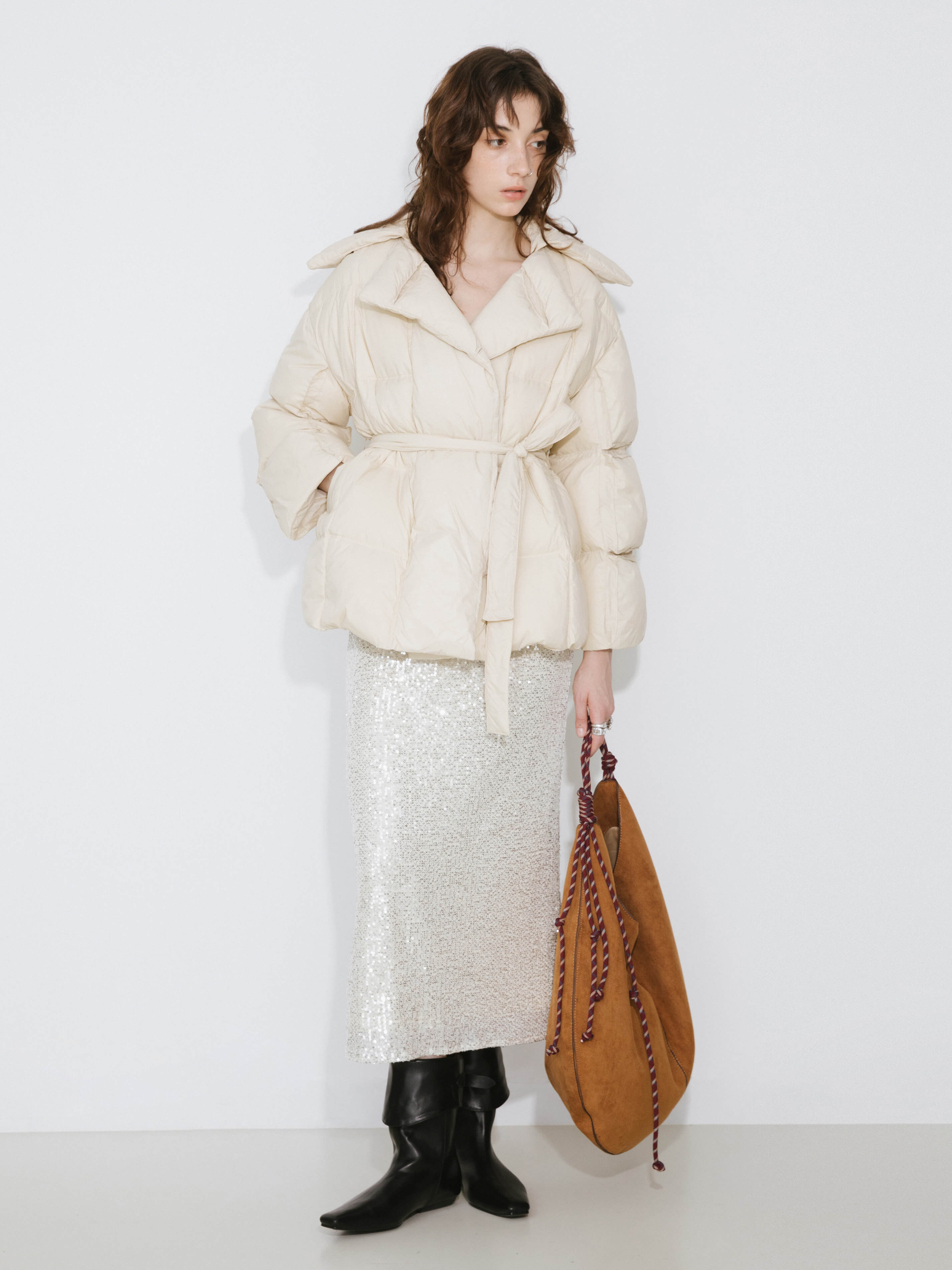 Short Boxy Down Coat-5