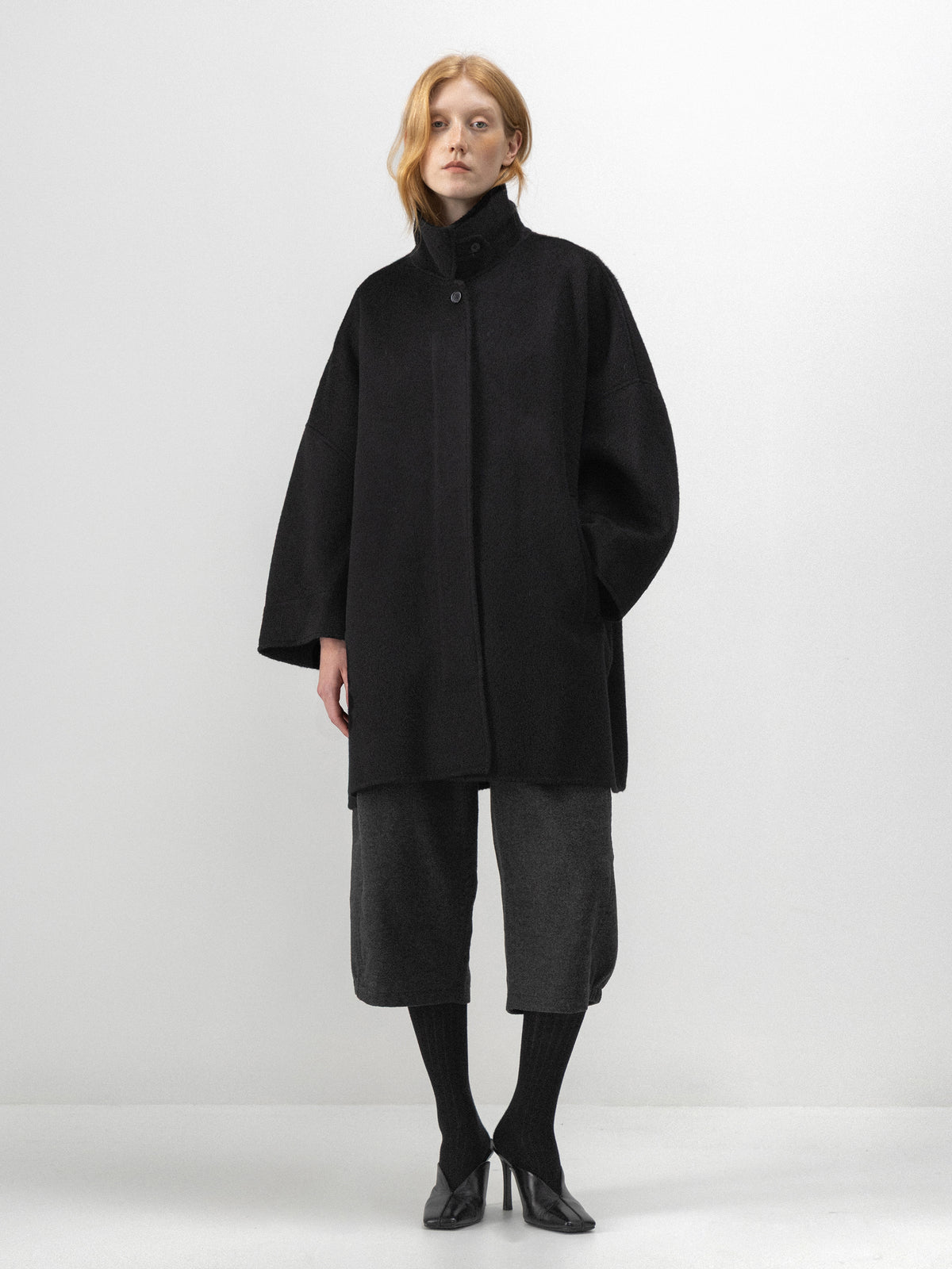 CUBIC Stand-Collar Double-Faced Wool Coat-5