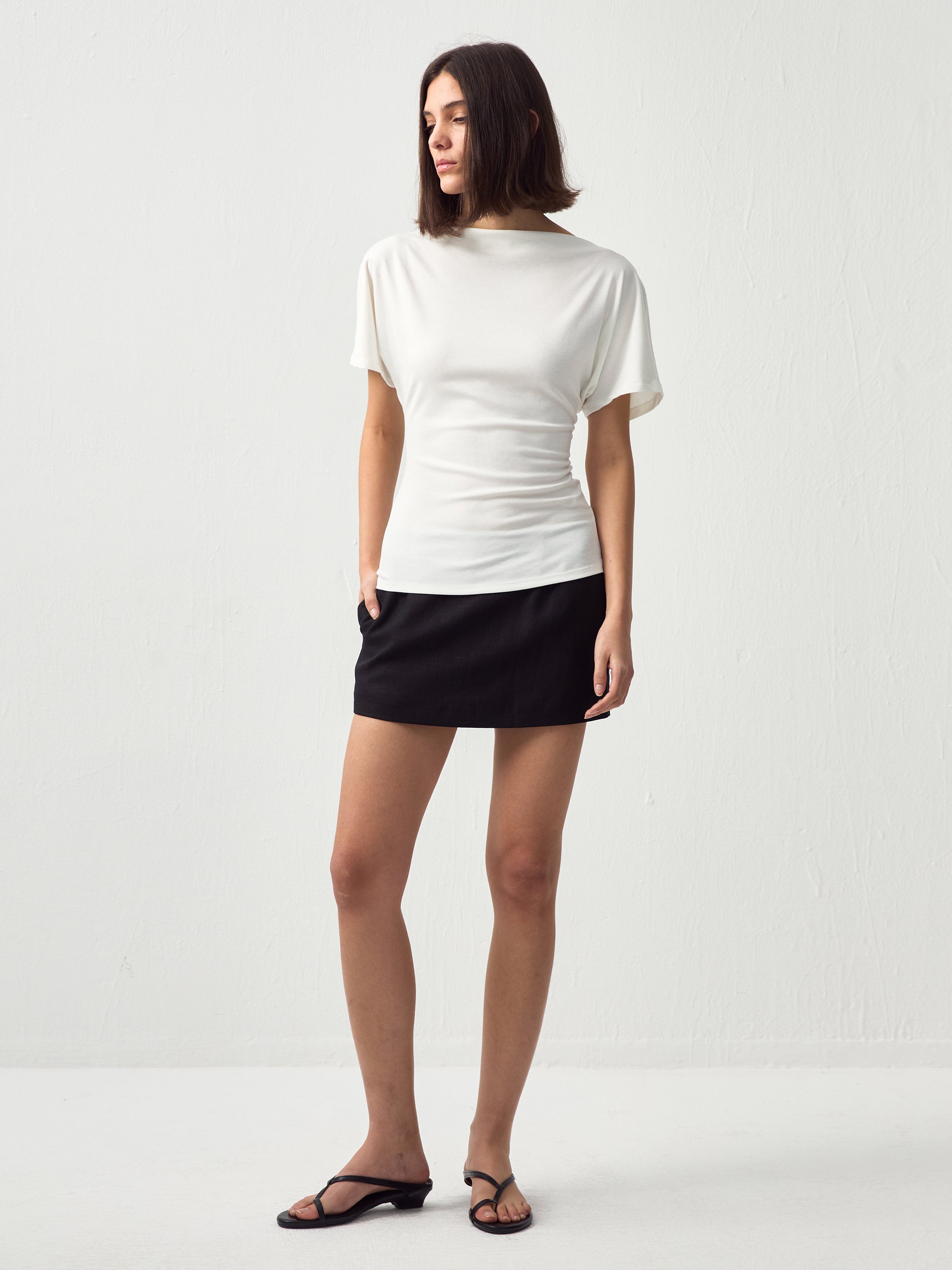 CUBIC Lyocell Blend Off-Shoulder Fitted Top-4