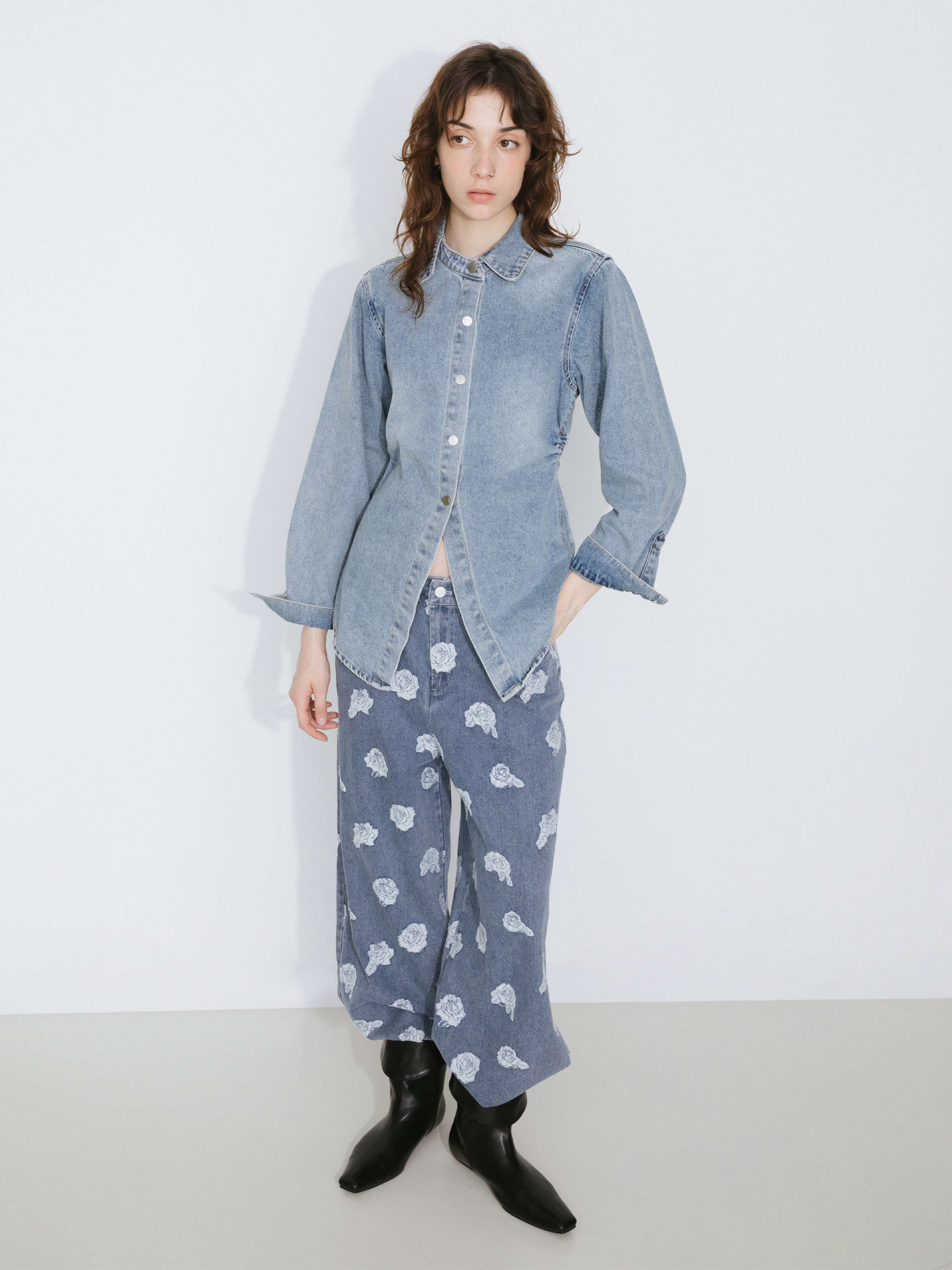 Blue Denim 100% Cotton Long Shirt-5