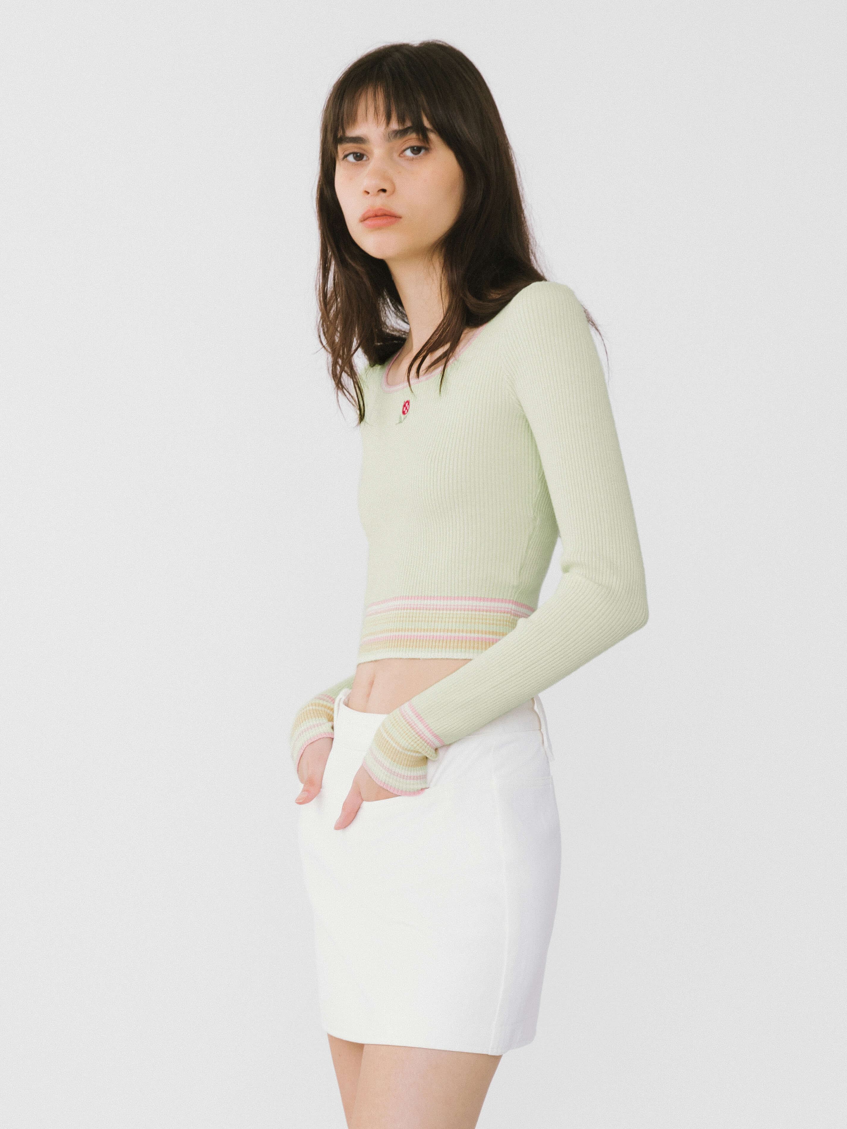 Boat Neck Long Sleeve Knit Top-11