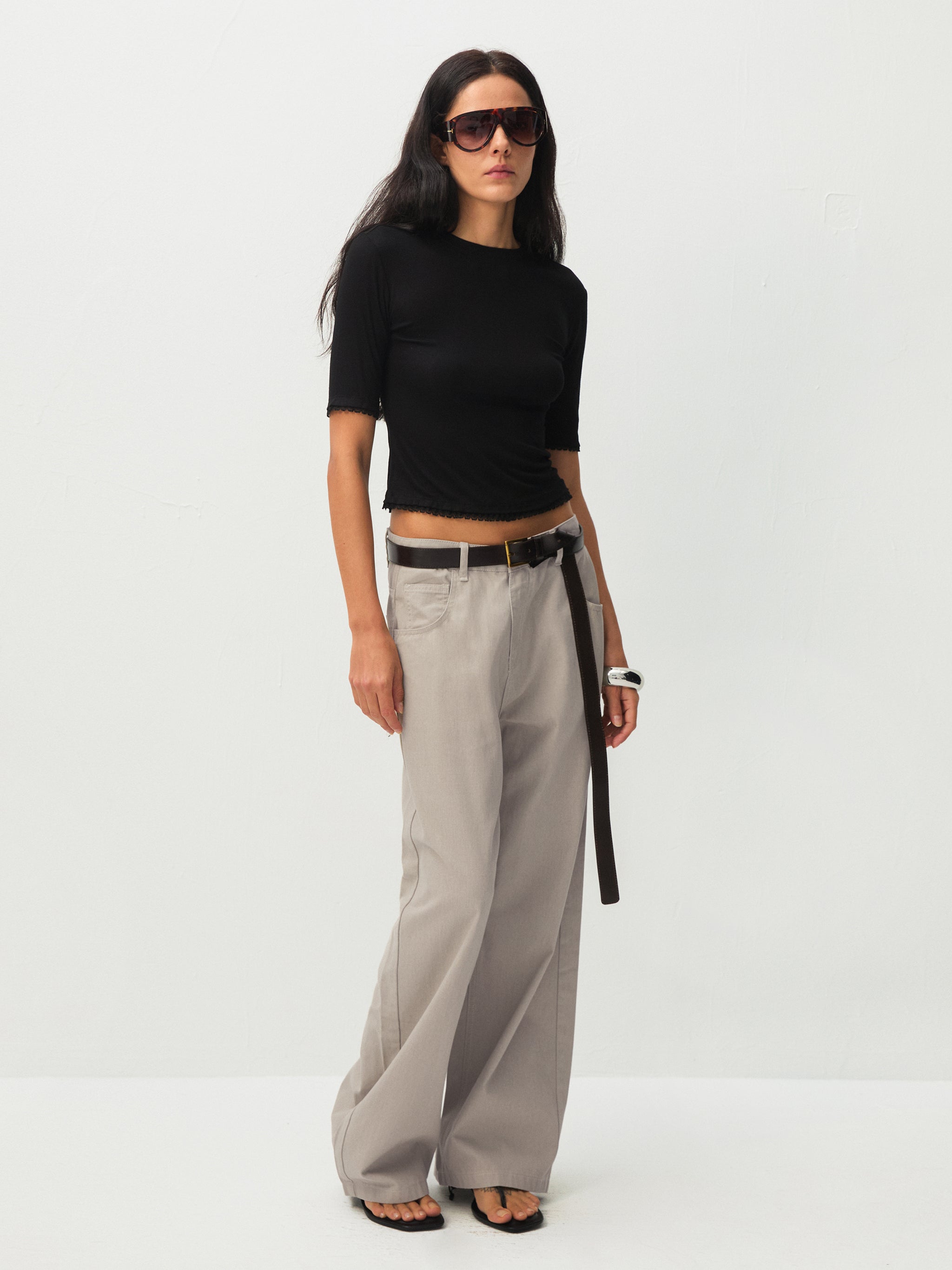 100% Cotton Draped Oversized Wide-Leg Casual Pants-5