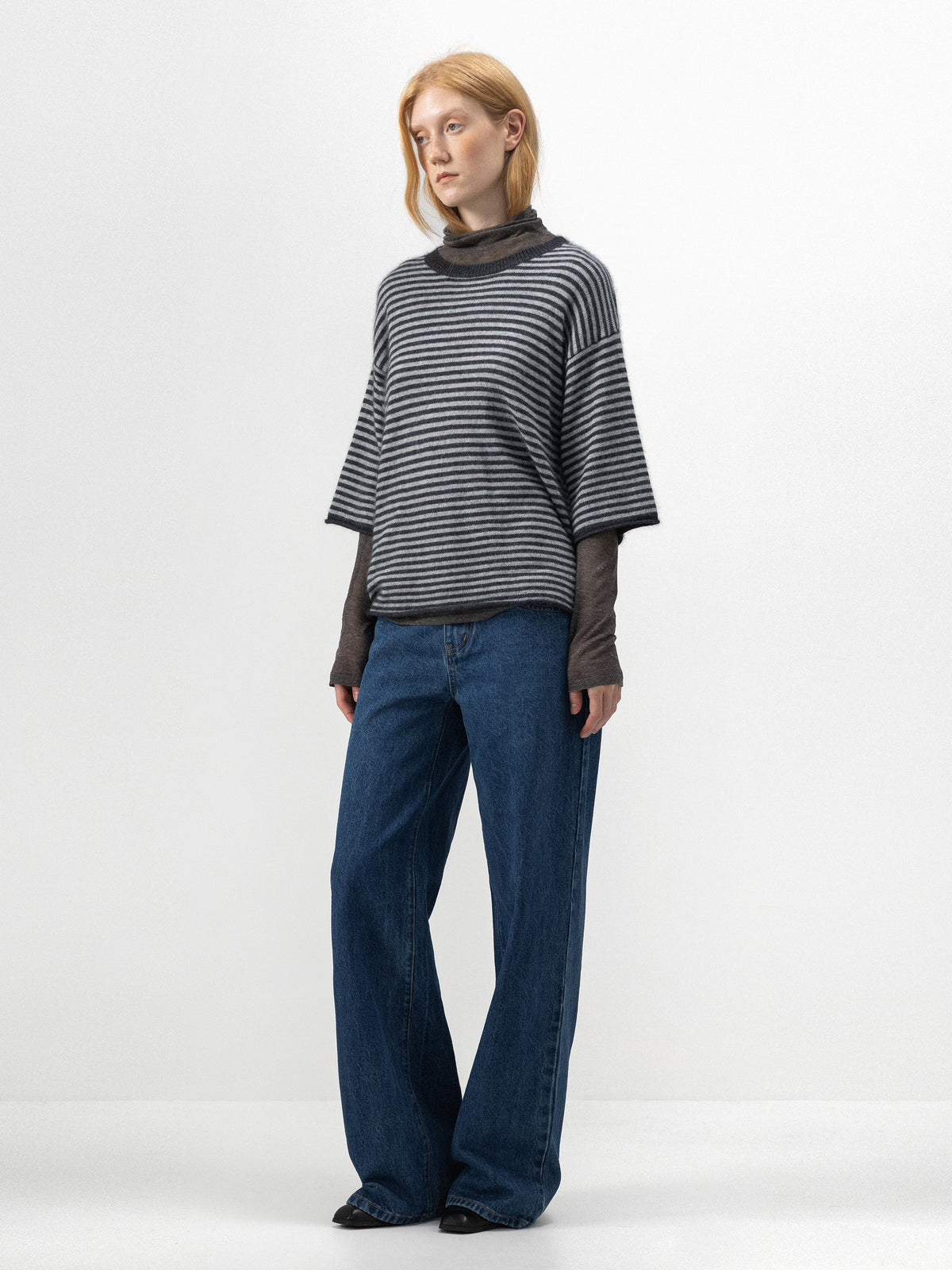 CUBIC Relaxed Striped Fluffy Knit Top-5