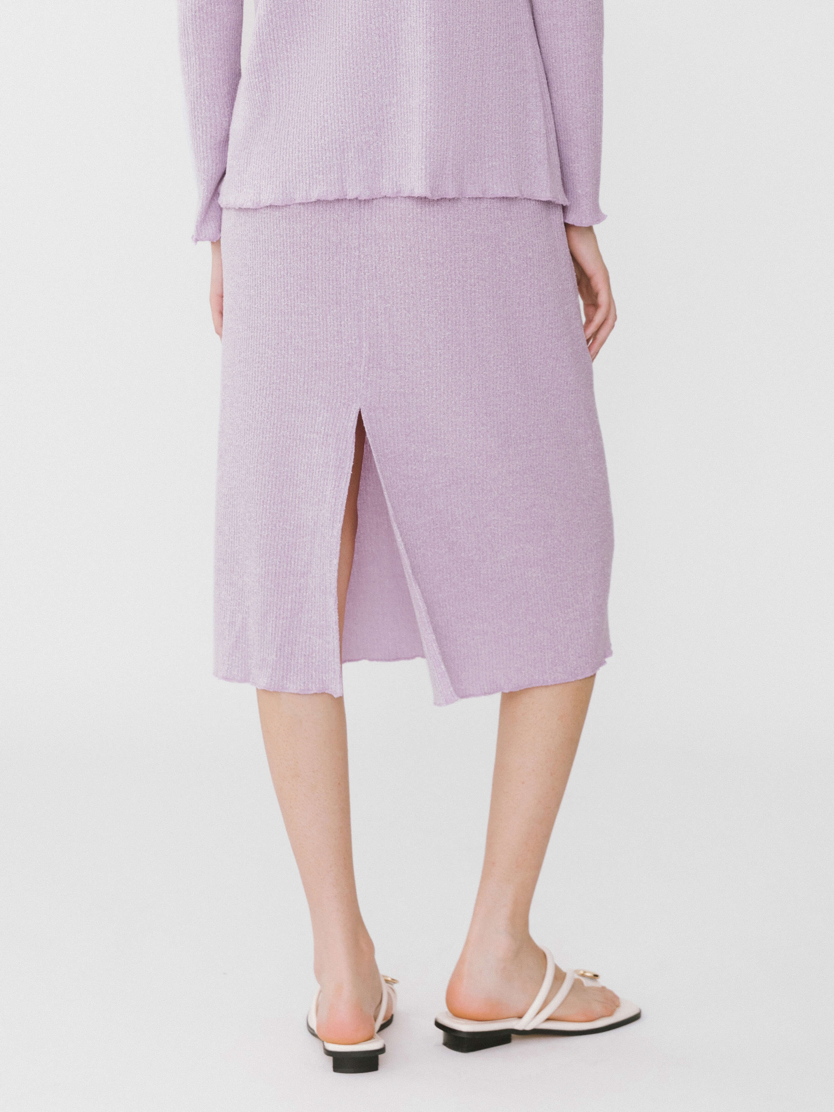 A-line Ribbed Knit Midi Skirt-6