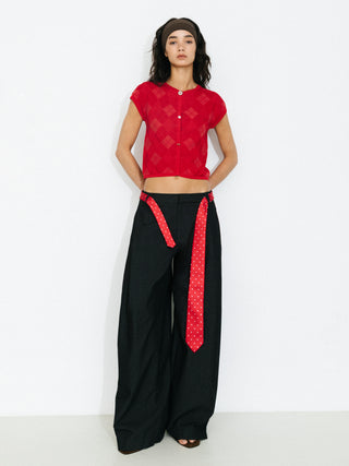 Cropped Knit Short-Sleeve Cardigan