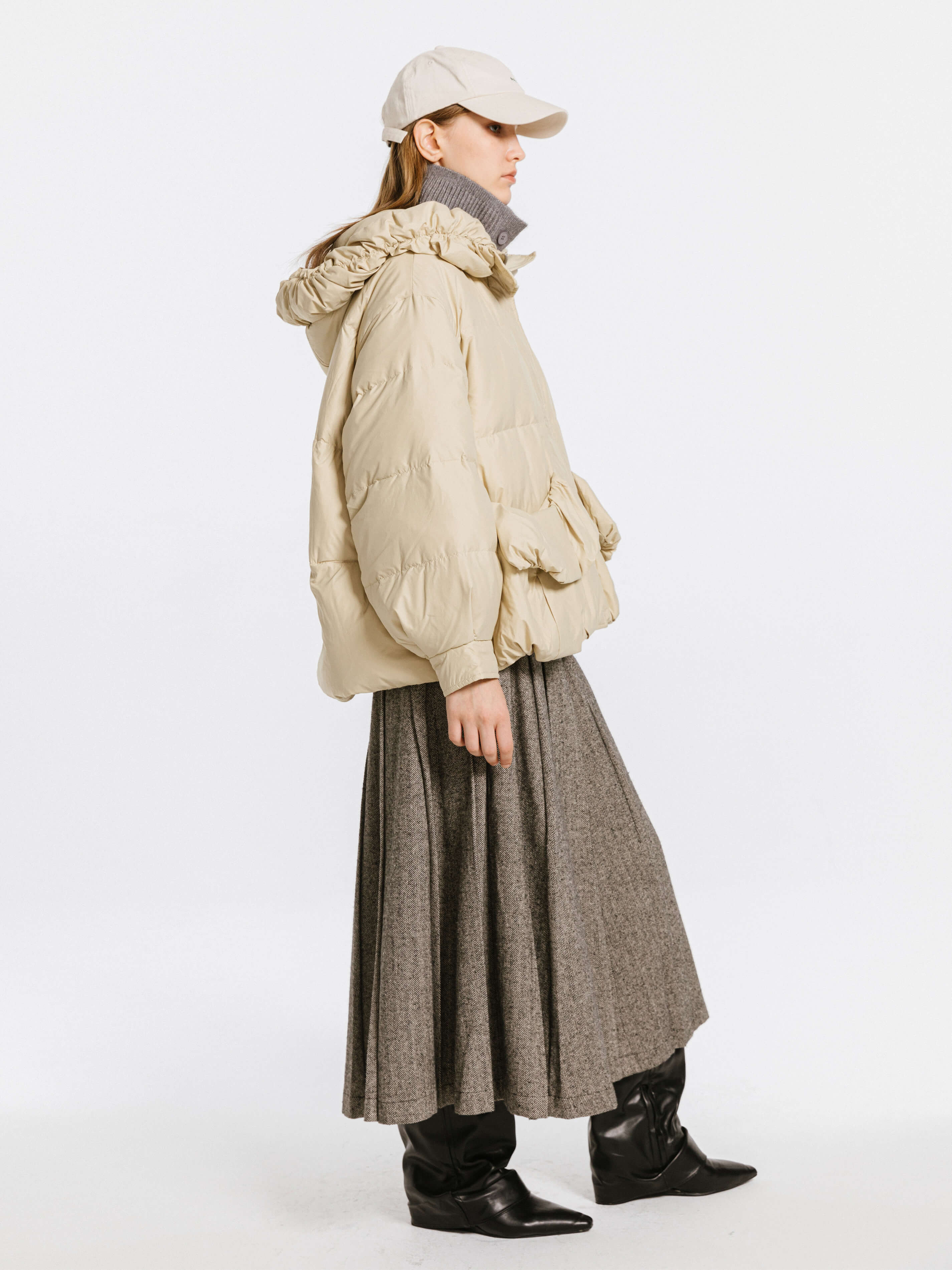 Gathered Short Puffer Jacket-11