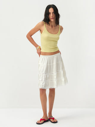 CUBIC Lace Tiered Satin Mini Skirt