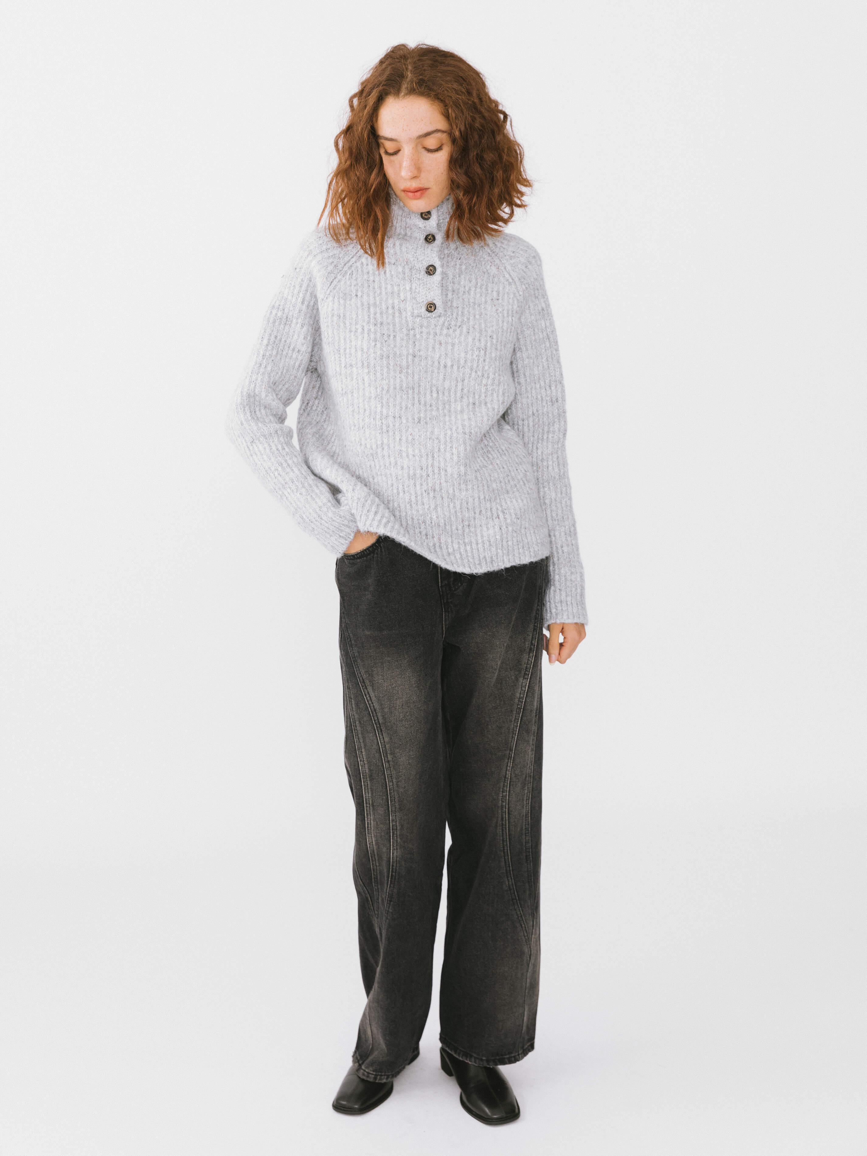 Vintage Style Straight leg Denim Jeans-5