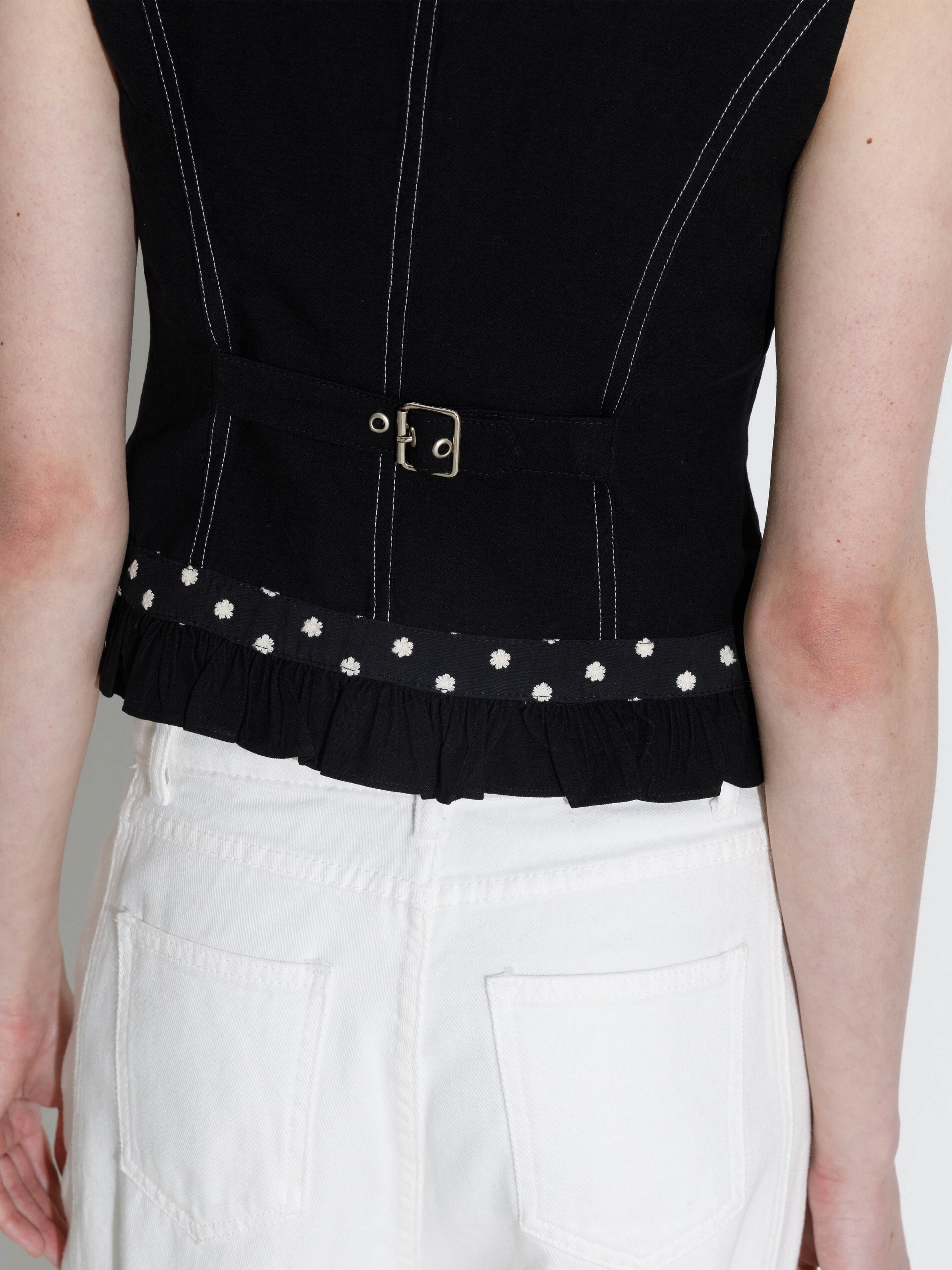 Buttoned Sleeveless Color-Block Lace Vest-6