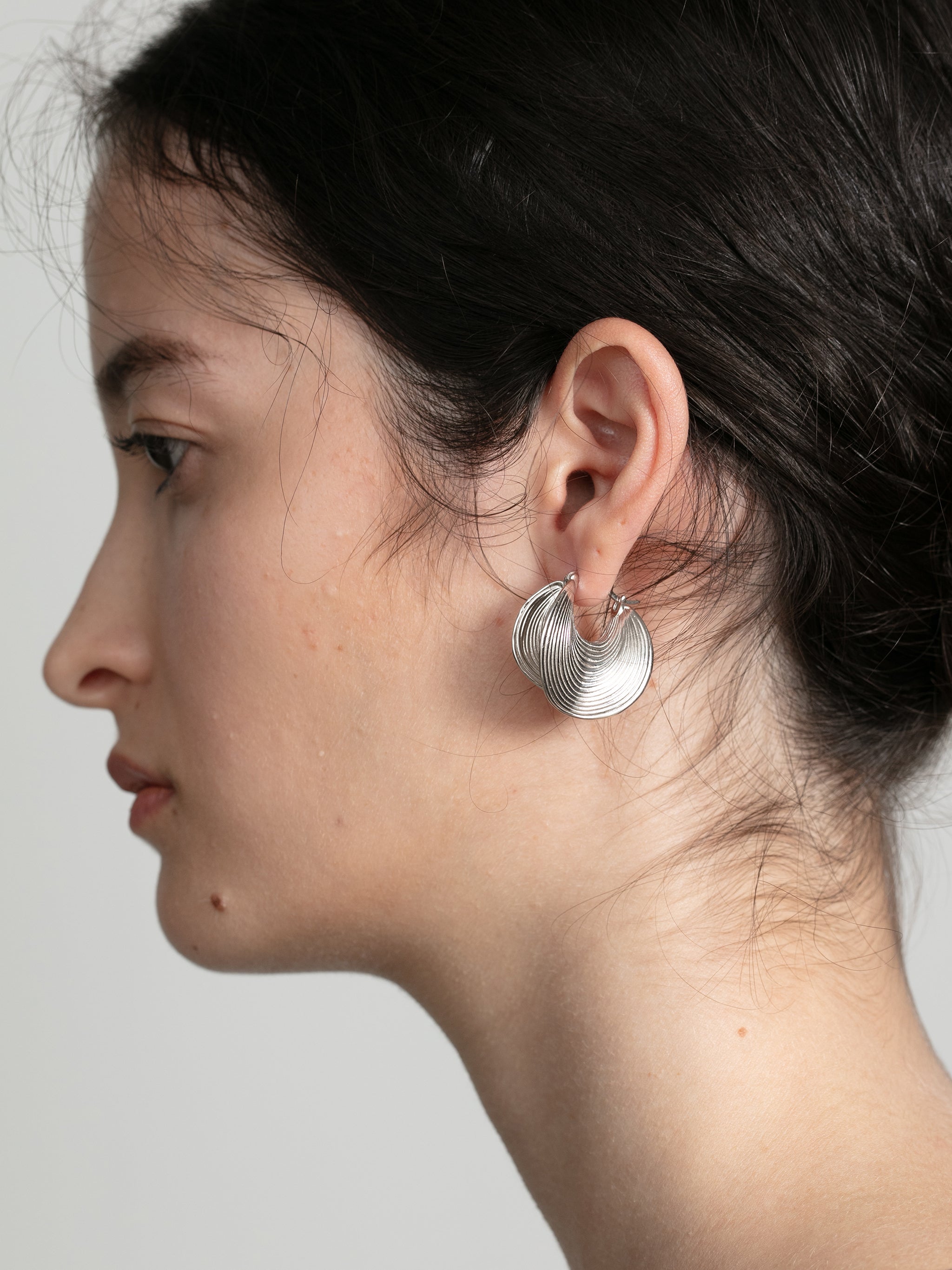 Layered Ripple Hoop Earrings-5