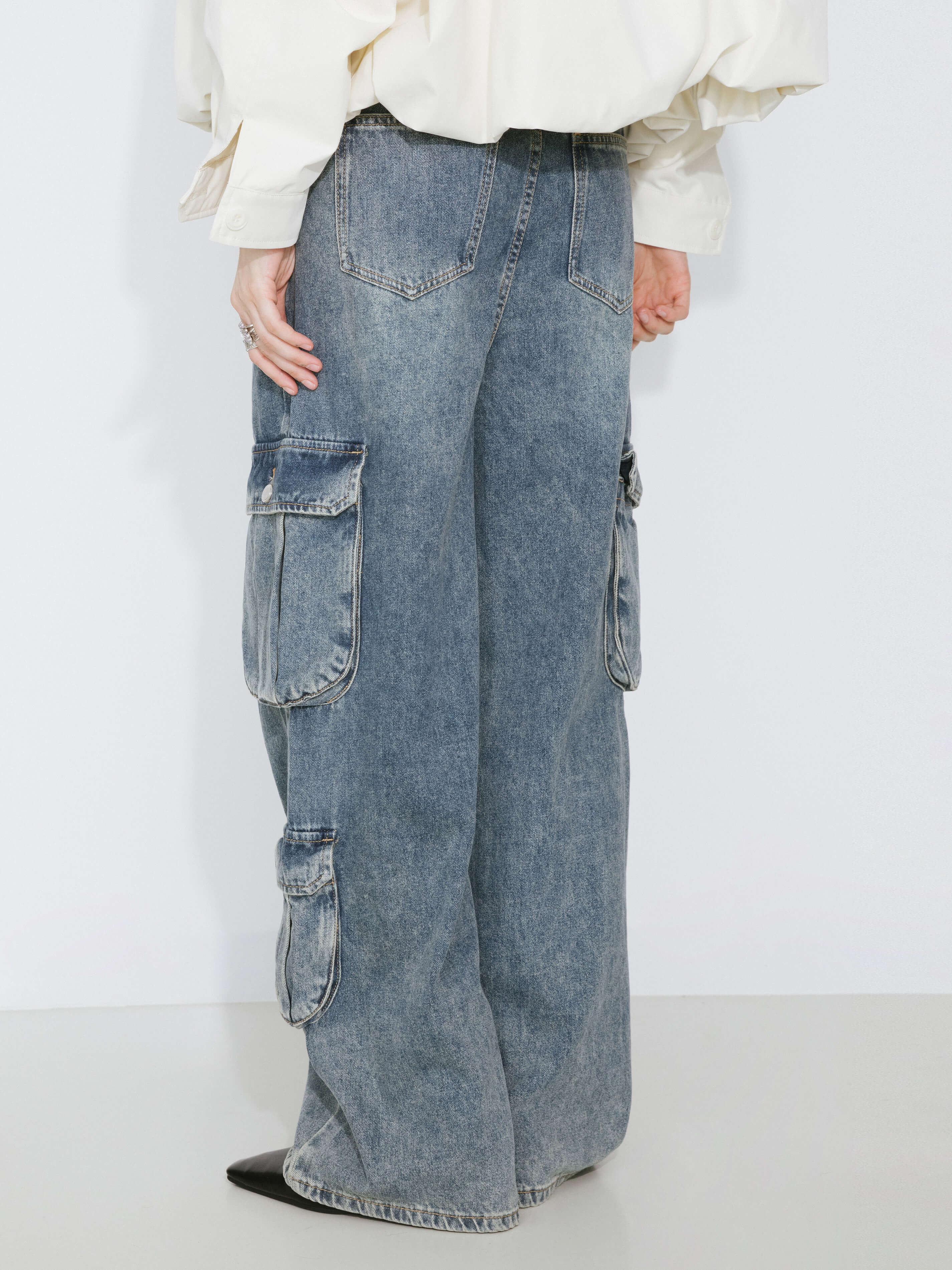 High Rise Cargo Jeans-5