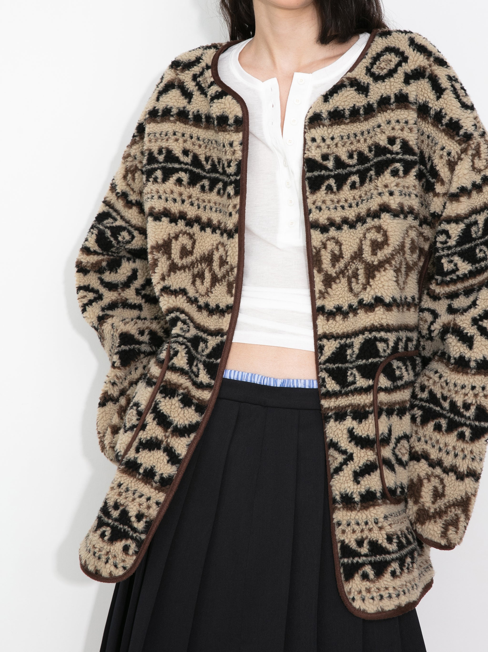 Paisley Faux Shearling Padded Jacket-5