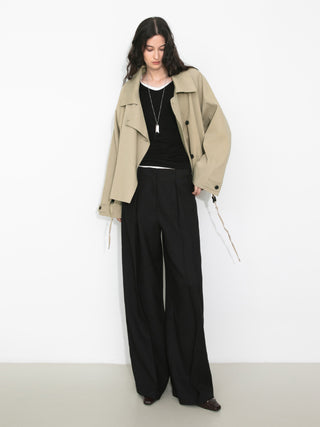 Cropped Drawstring Trench Coat