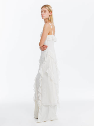 Irregular Ruffled Polka Dot Sling Skirt