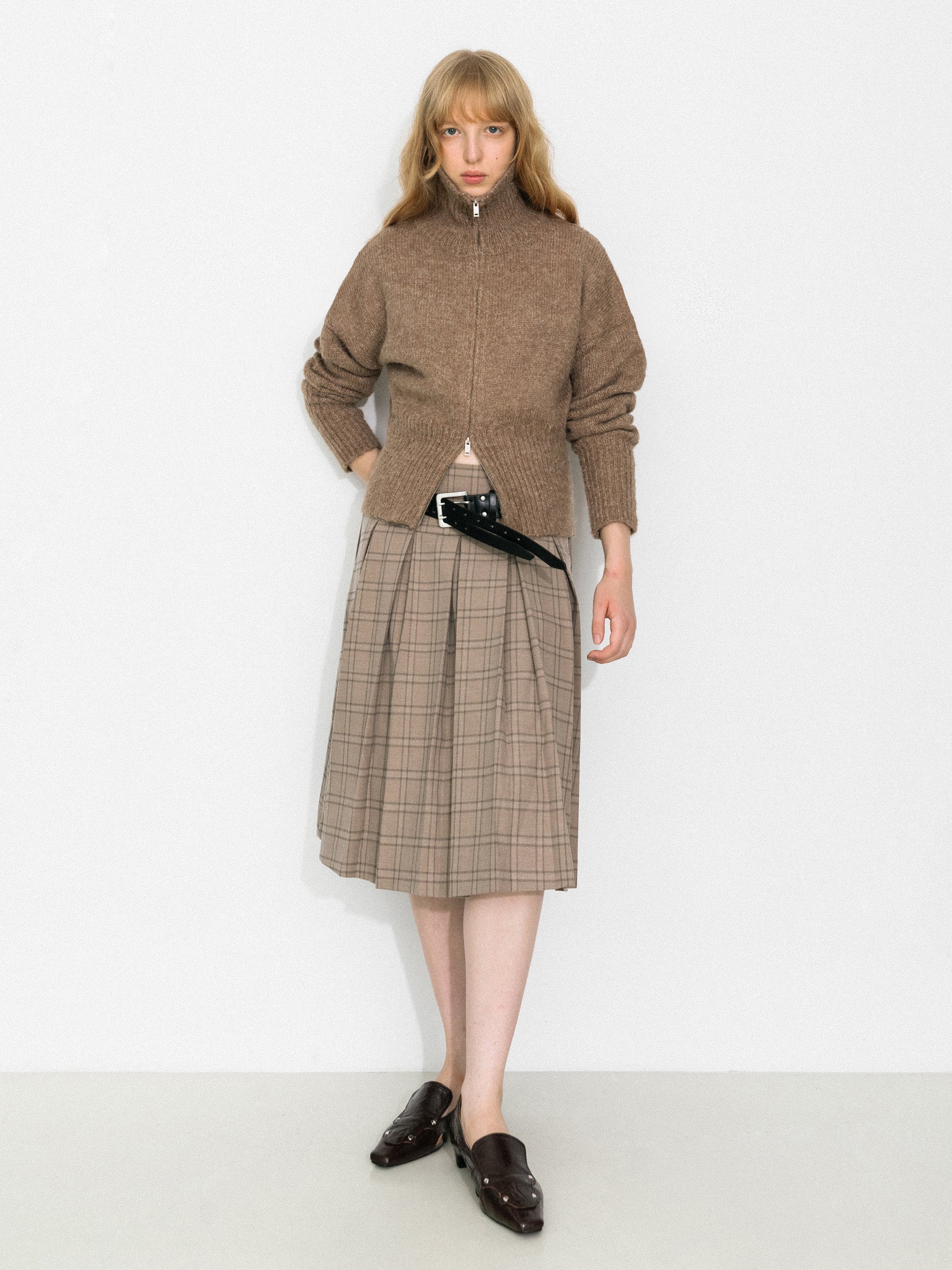 Classic Checked A-Line Pleated Mini Skirt-5