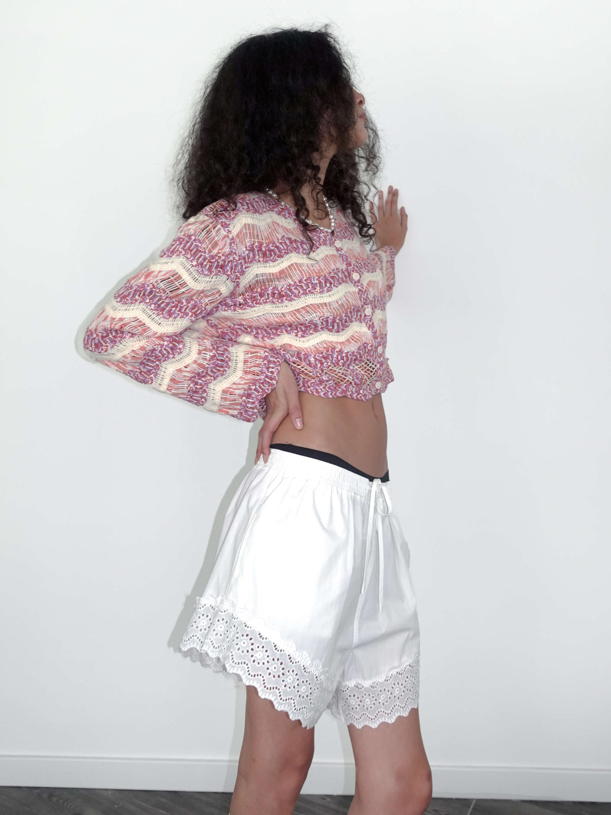 Hollow Jacquard Knitted Cardigan-5