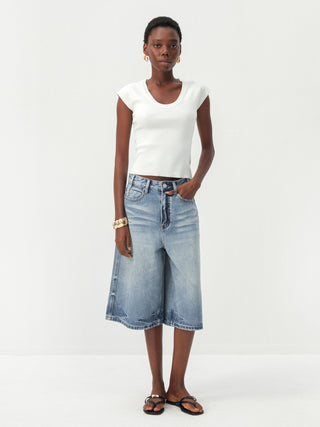 CUBIC Lyocell-Blend Minimalist U-Neck Top