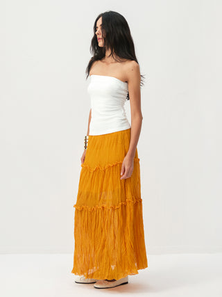 CUBIC Textured Tiered Ruffle Maxi Skirt