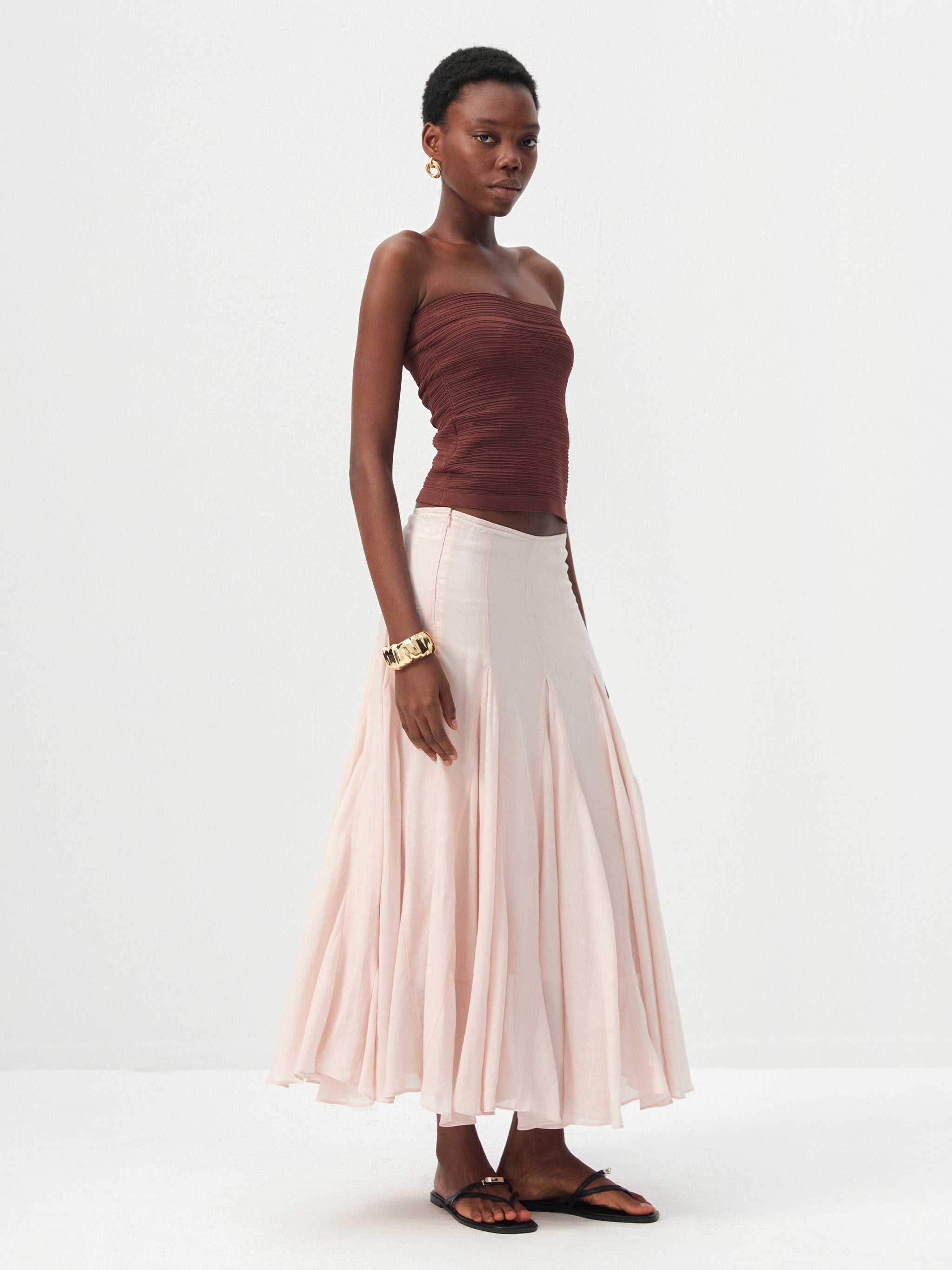 CUBIC Lyocell Flowy Midi Skirt-5