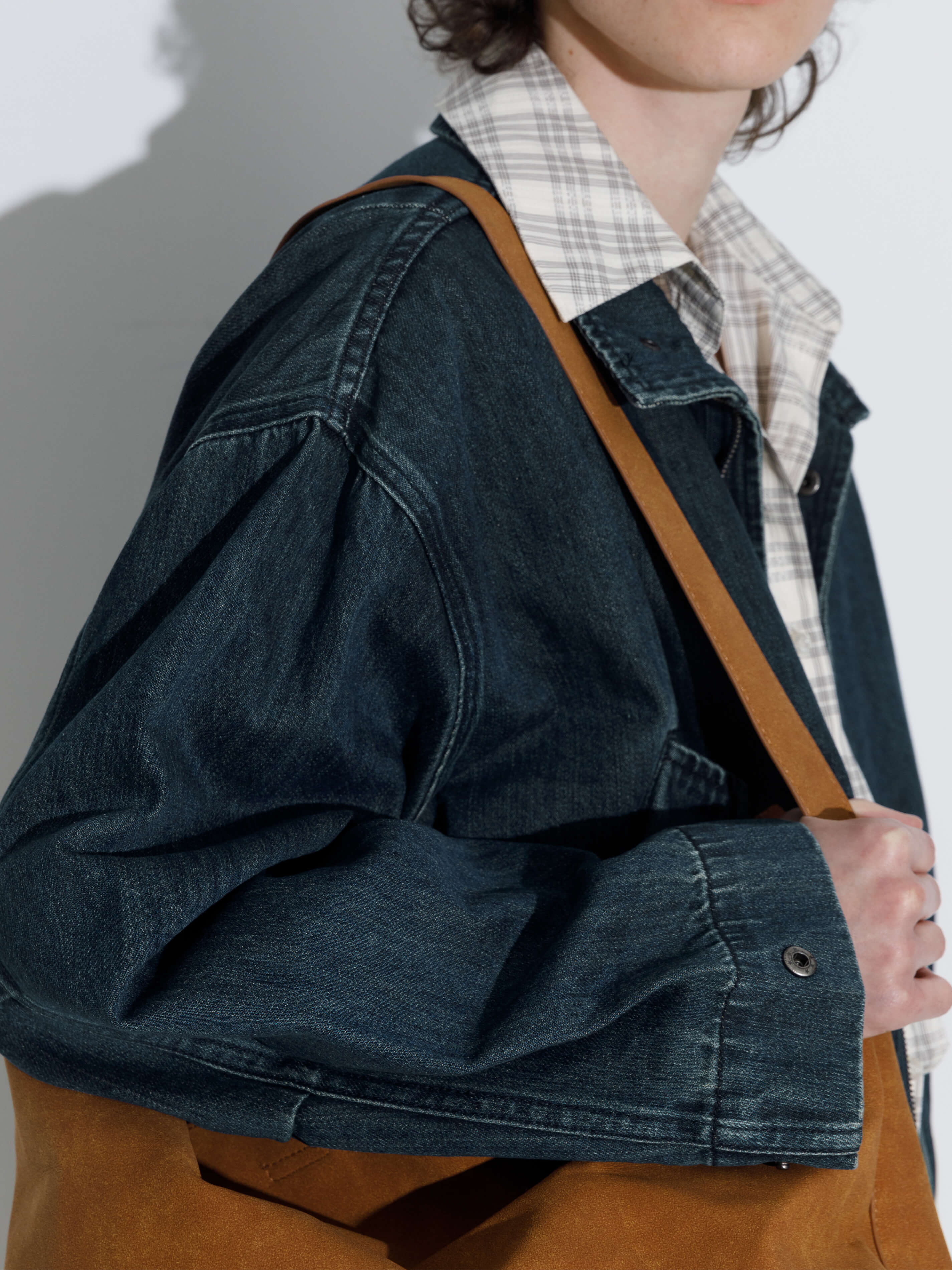 ONE BY CUBIC Funnel Neck Denim Jacket-6