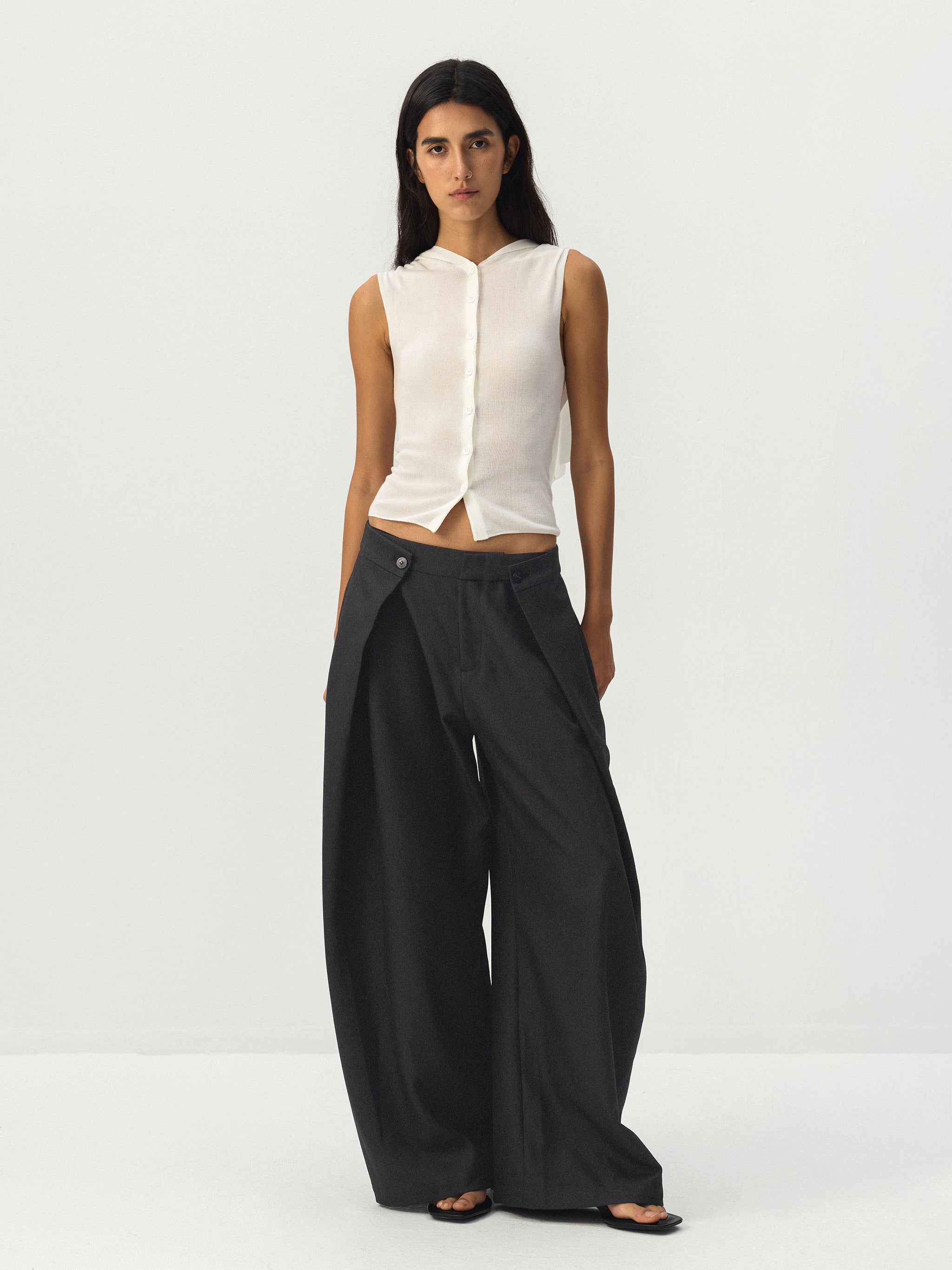 CUBIC Cape-Style Button Front Top-5