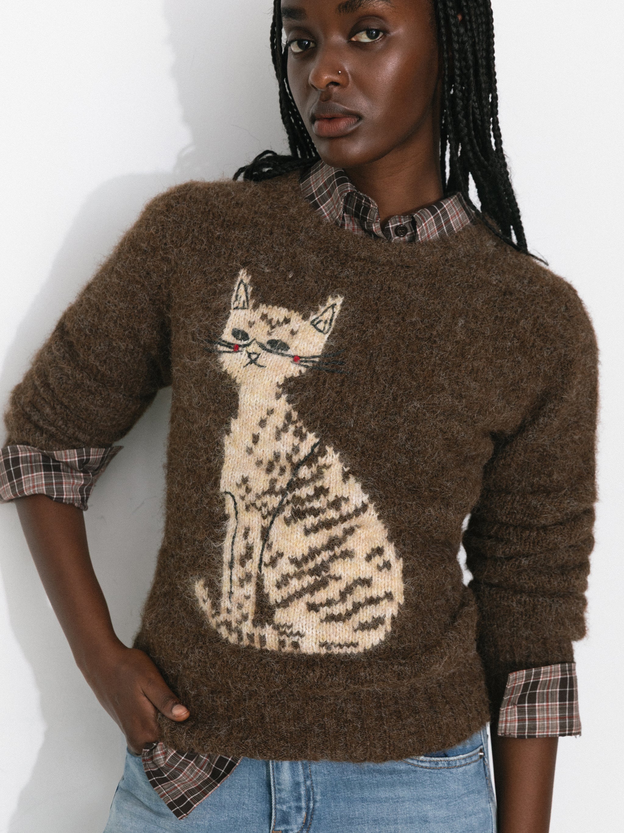 CUBIC Cat Print Wool Blend Sweater-5