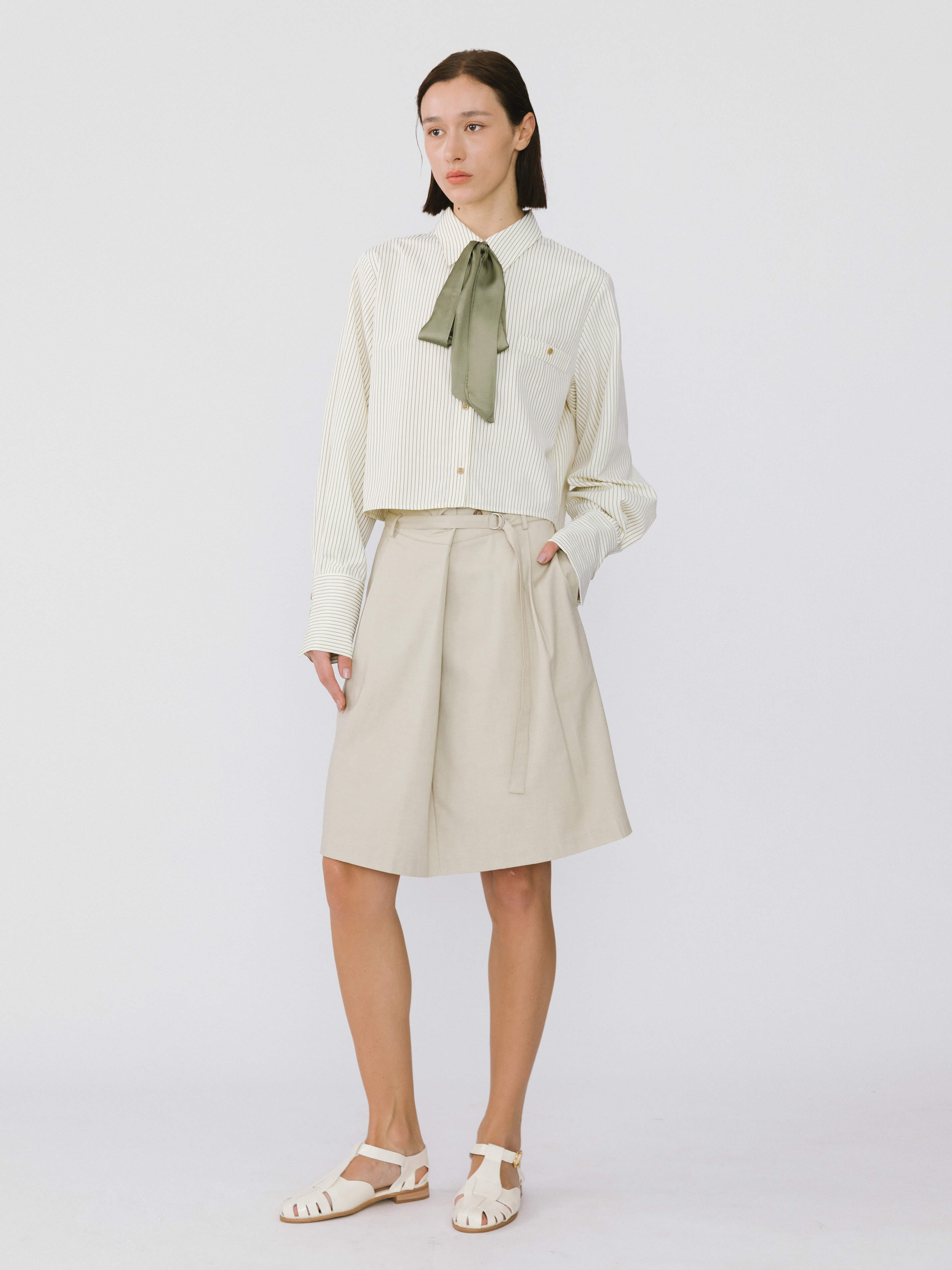 A-line Round Skirt with Wool Blend-5