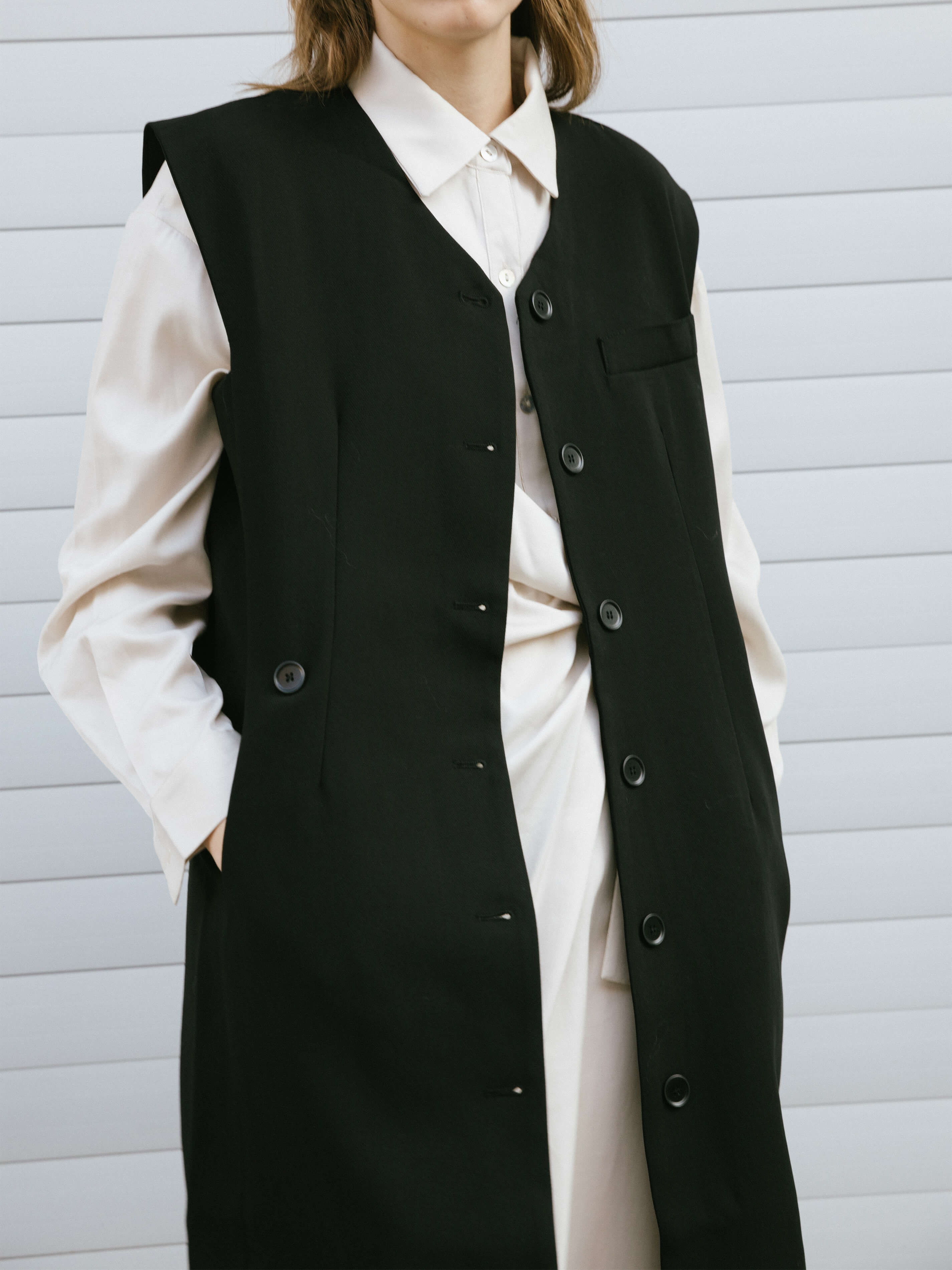 V-neck Long Tailored Vest-2