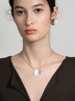 Curved Disc Pendant Necklace