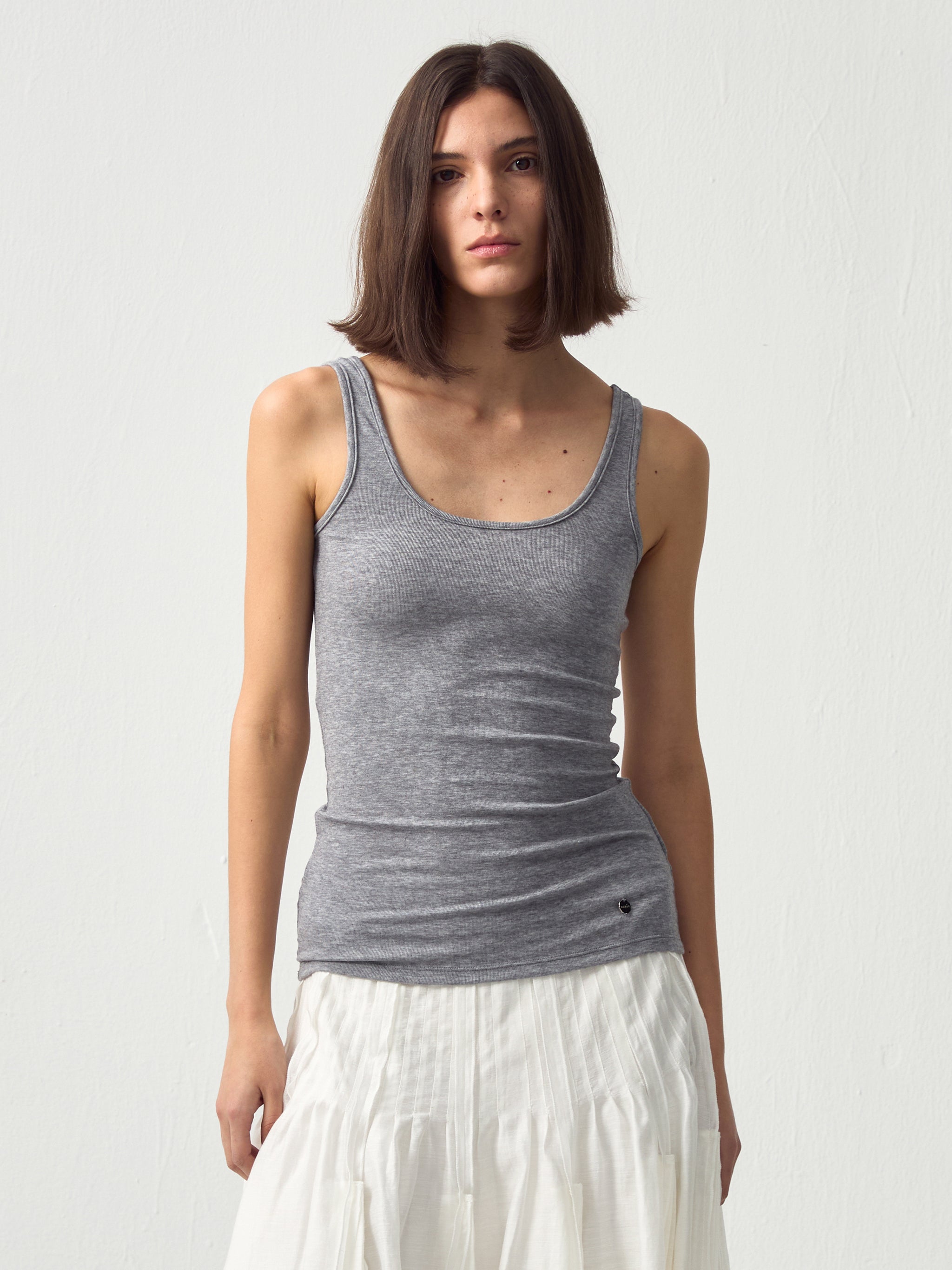 CUBIC Lyocell Wool Blend U-Neck Fitted Tank-5