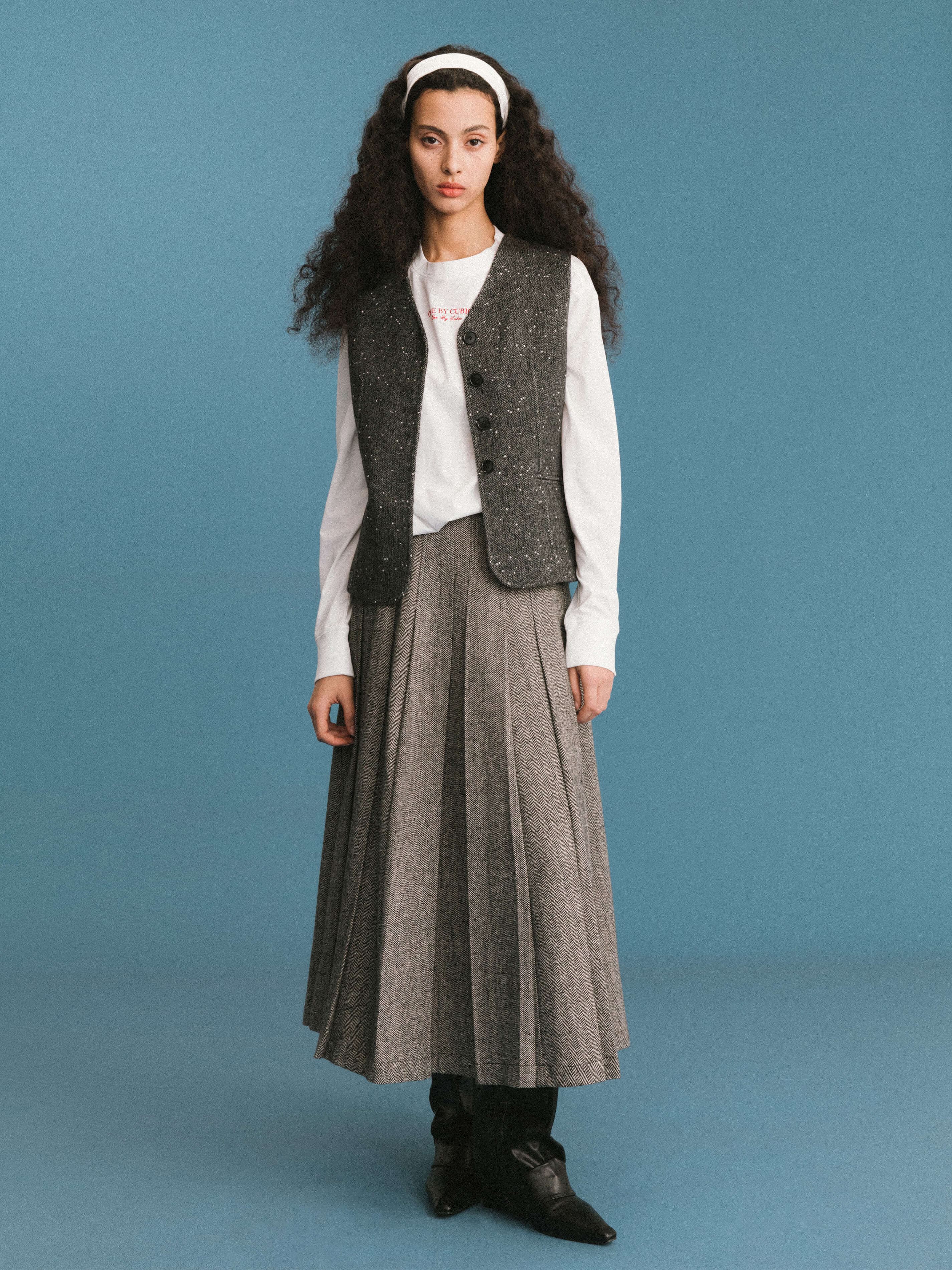 ONE BY CUBIC Double Face Tailored Wool Waistcoat-6
