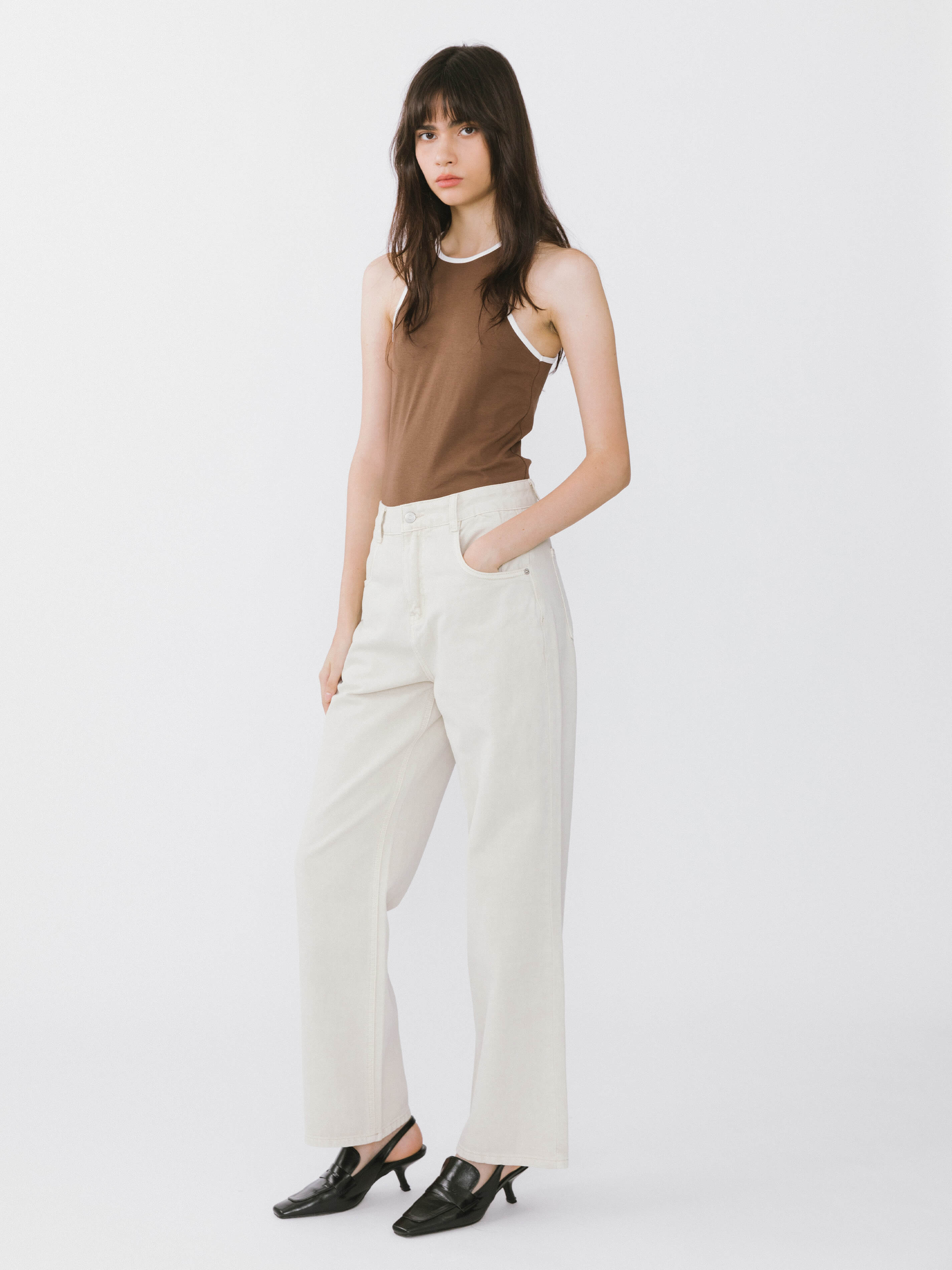 Contrast Cutaway Tank Top-5