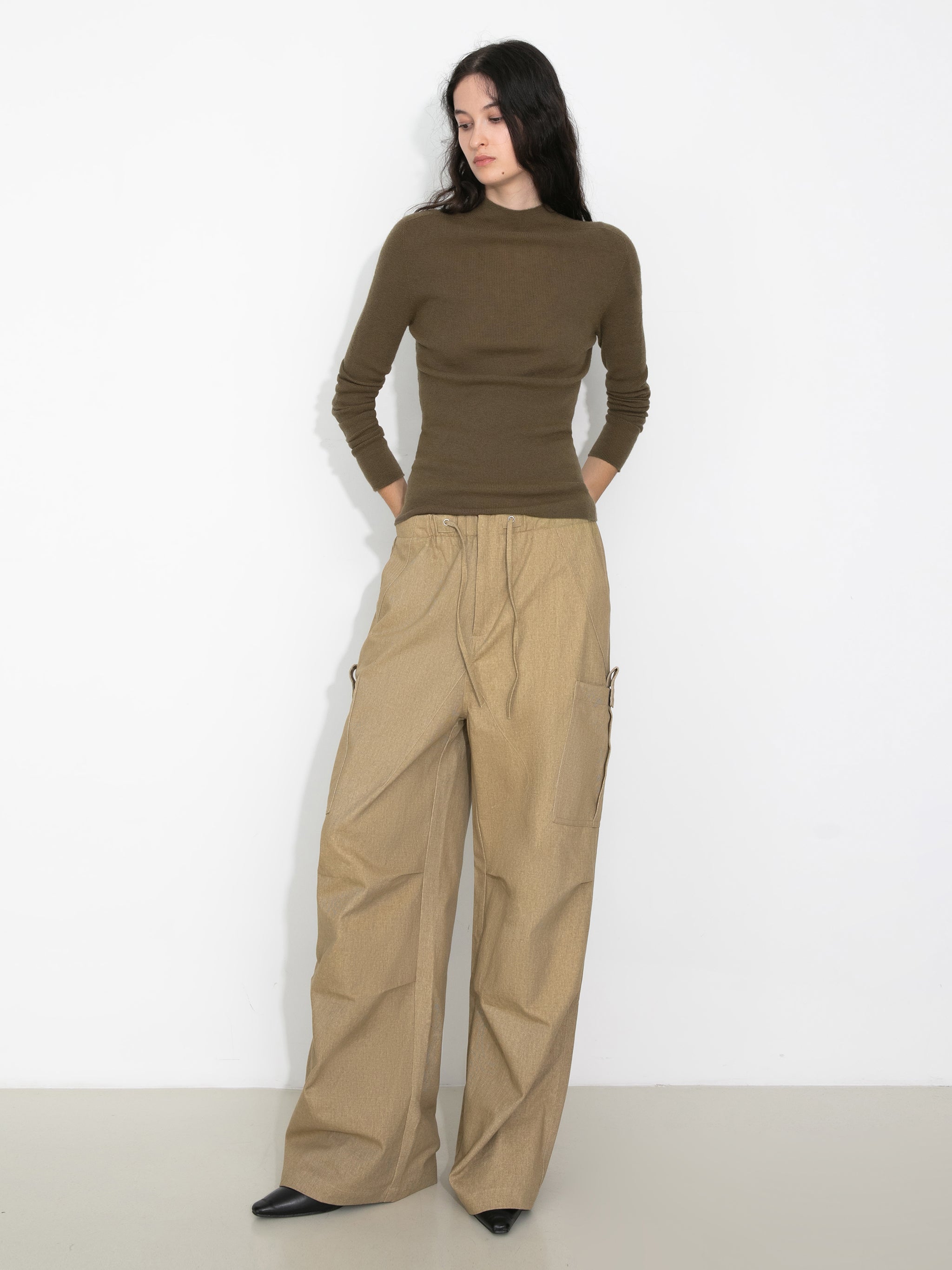 Relaxed Draped Straight-Leg Utility Pants-5