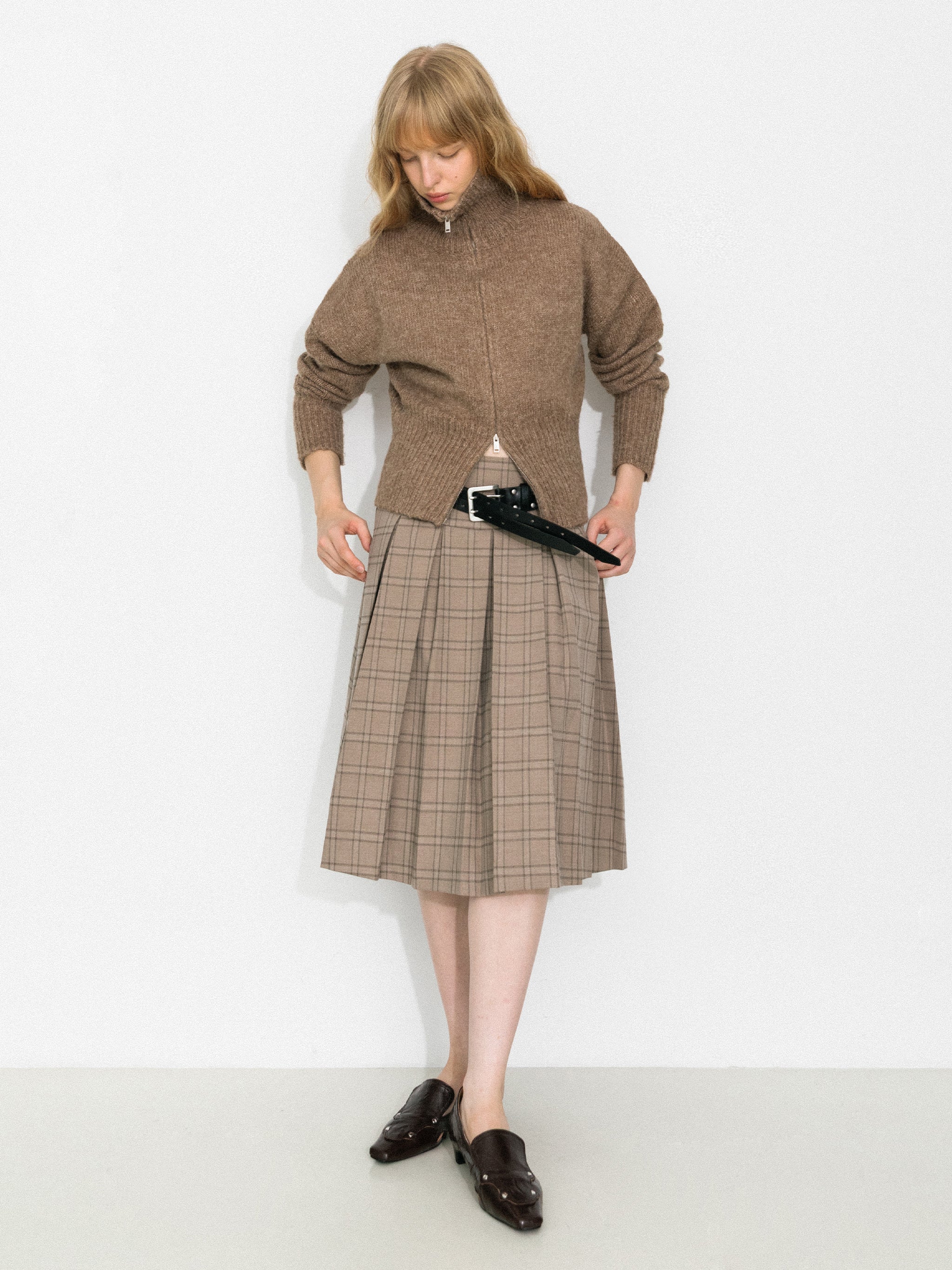 Retro Stand Collar Zip-Up Cardigan-5
