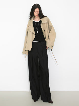 Cropped Drawstring Trench Jacket
