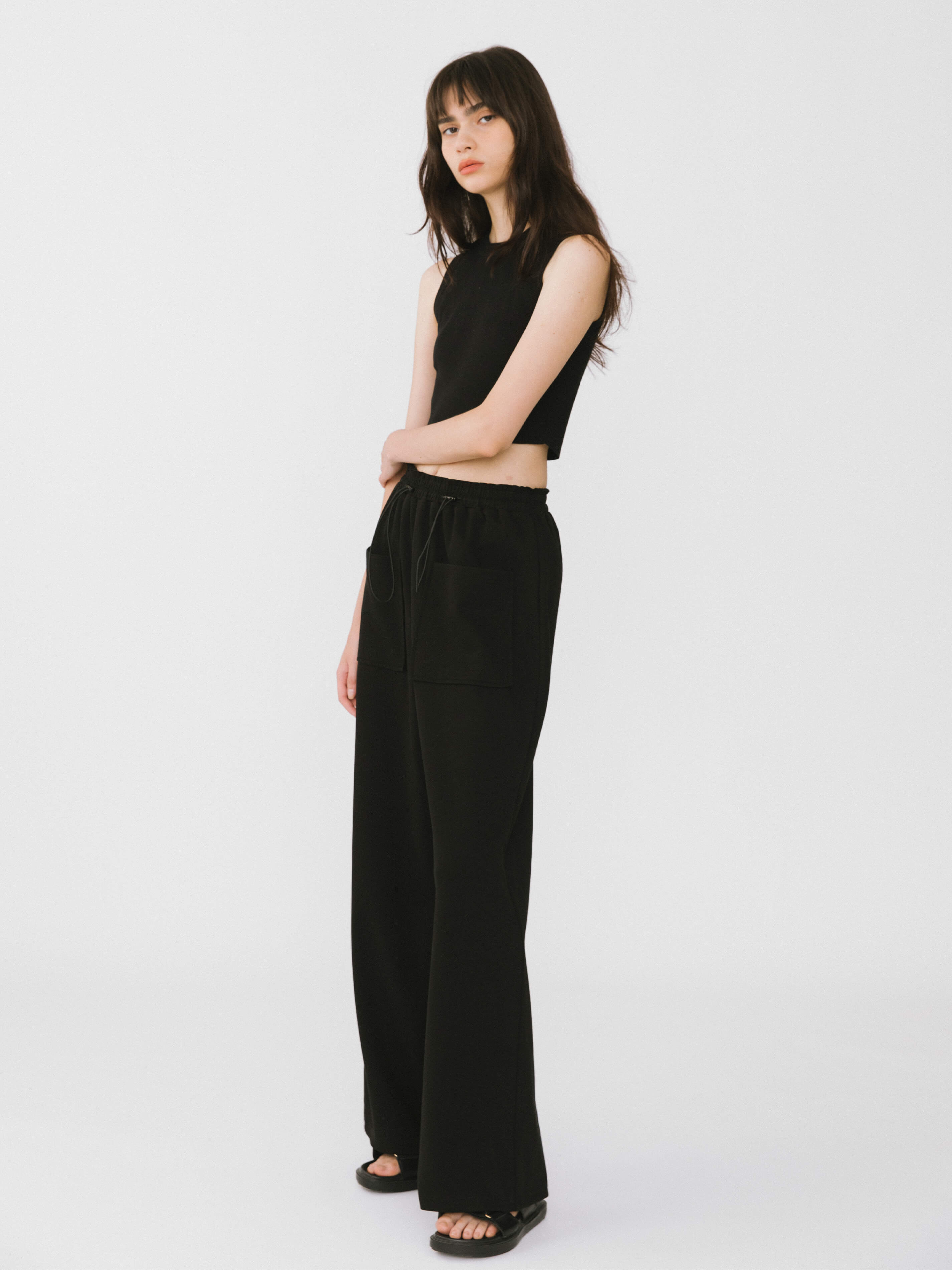 Double Drawstring Wide Leg Trousers-5