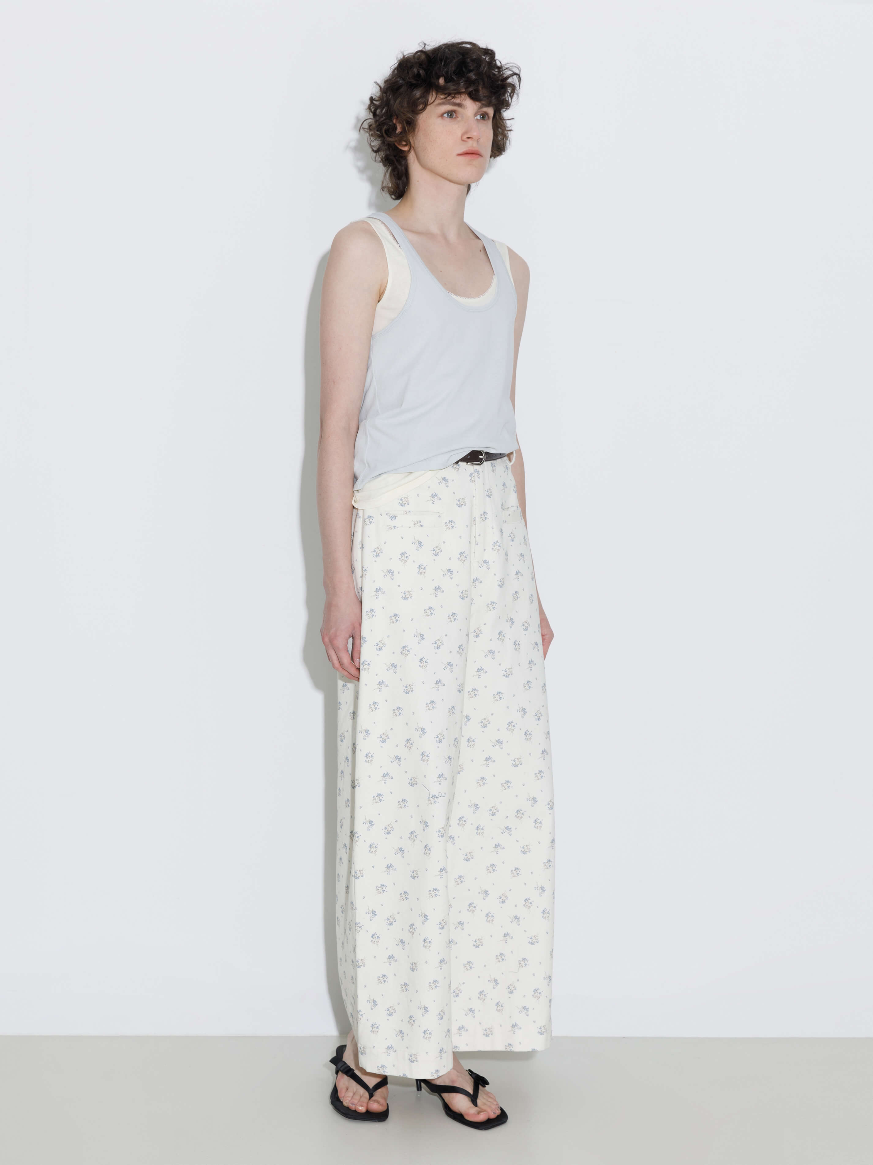 Floral Print 100%Cotton Loose Fit Wide-Leg Casual Pants-4