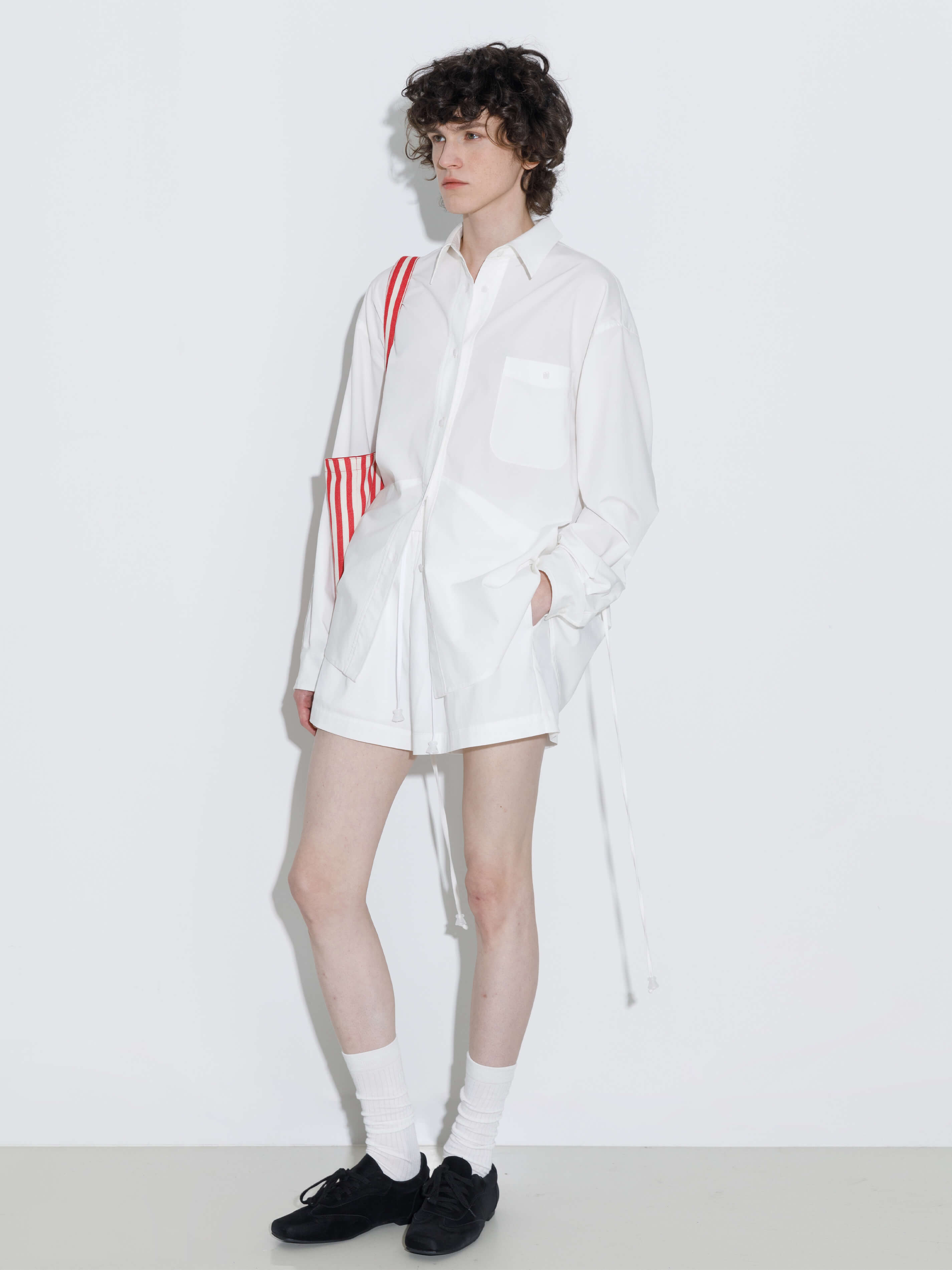 Drop Shoulder Oversized Shirt with Waist Tie-6