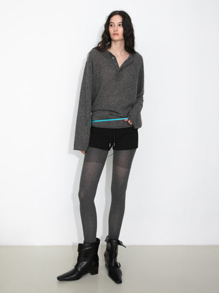 Henley Neck Loose-Fit Long-Sleeve Cover-Up